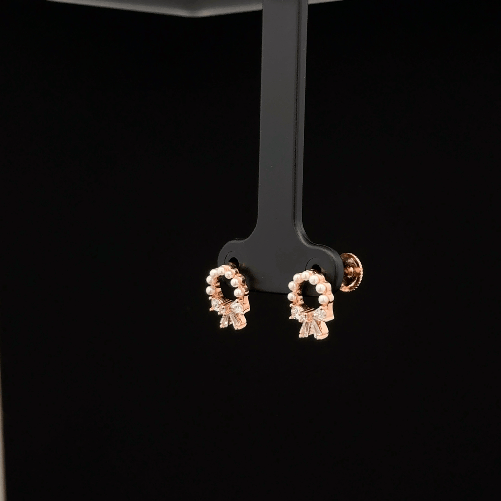 Rose Gold Bow and Pearl Wreath earrings