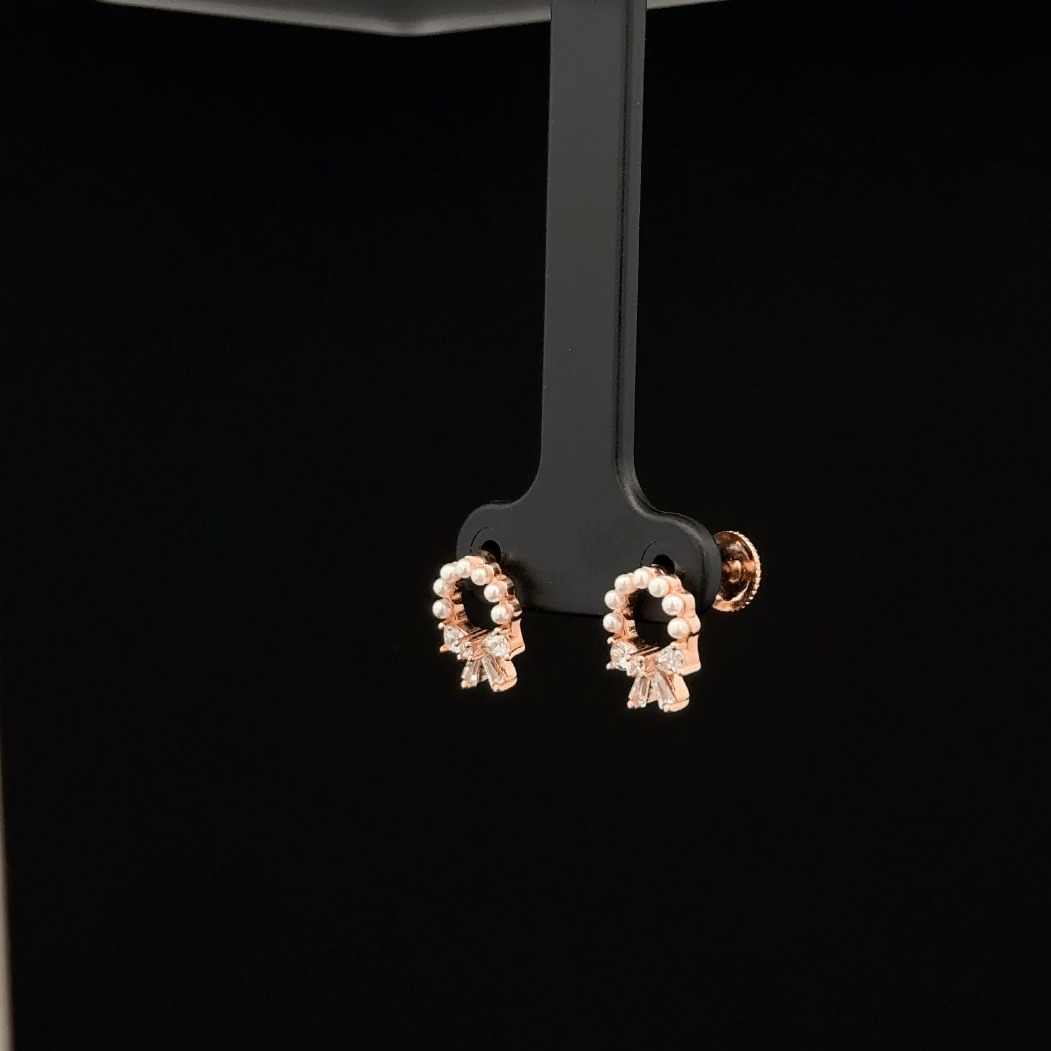 Rose Gold Bow and Pearl Wreath earrings