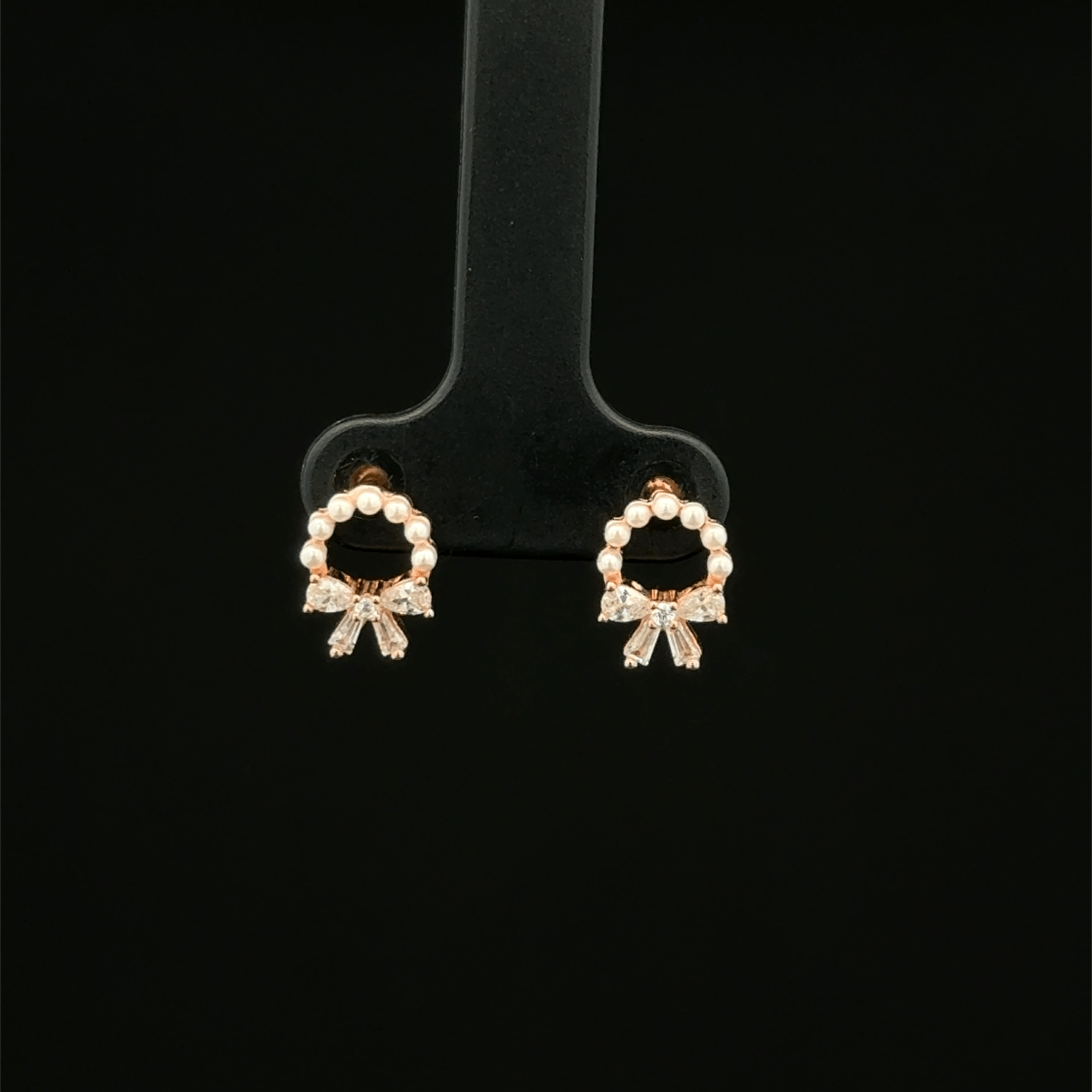 Rose Gold Bow and Pearl Wreath earrings