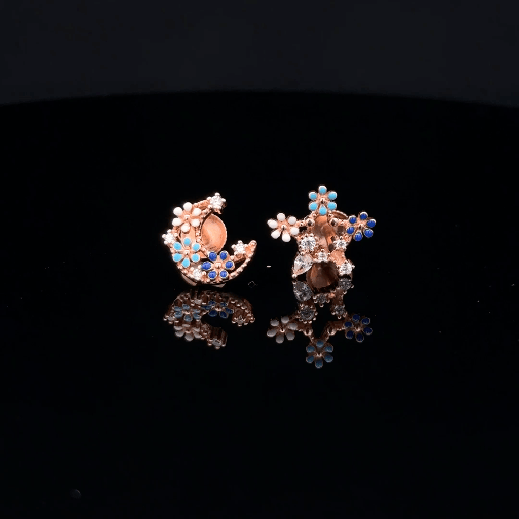 Rose gold star & moon earrings
