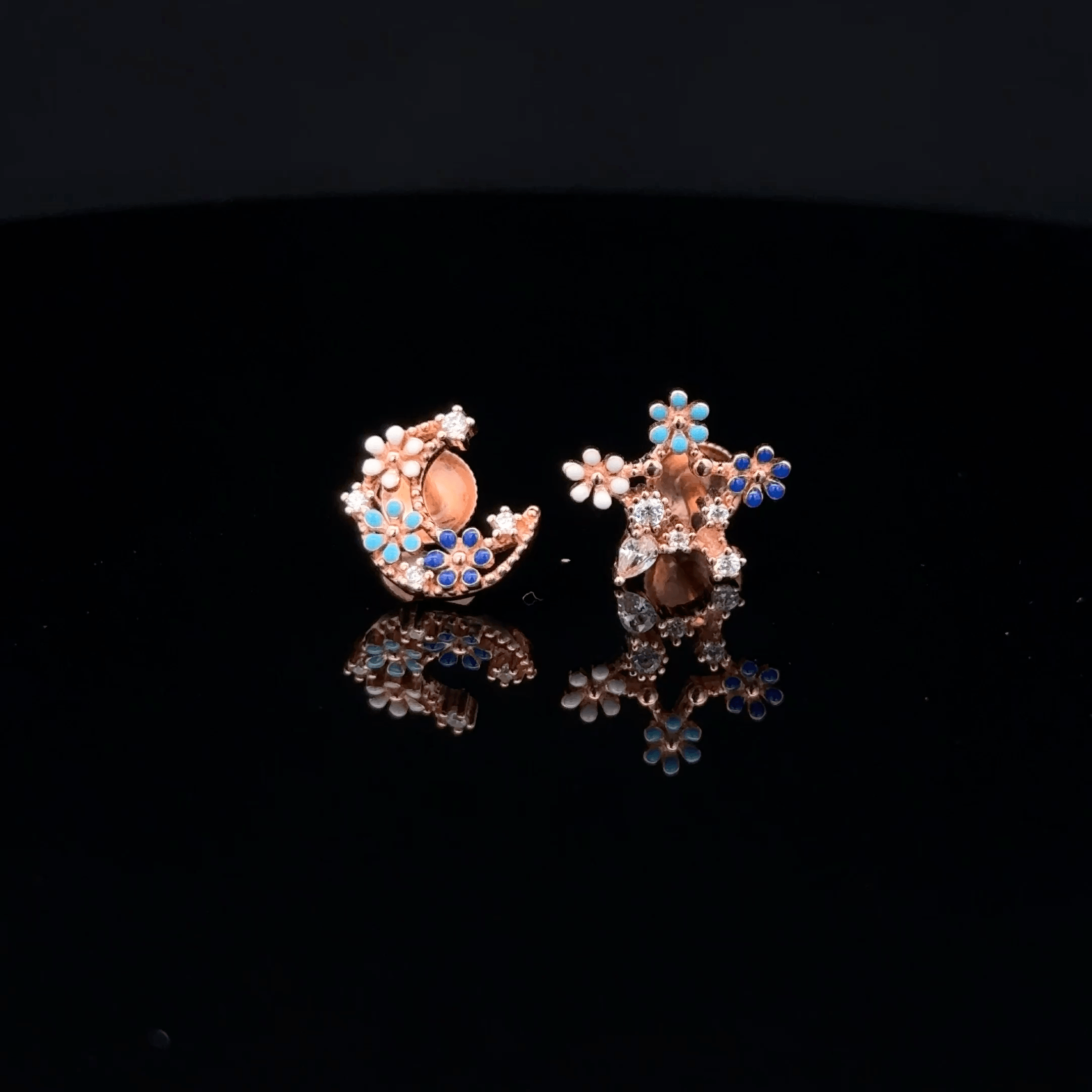 Rose gold star & moon earrings
