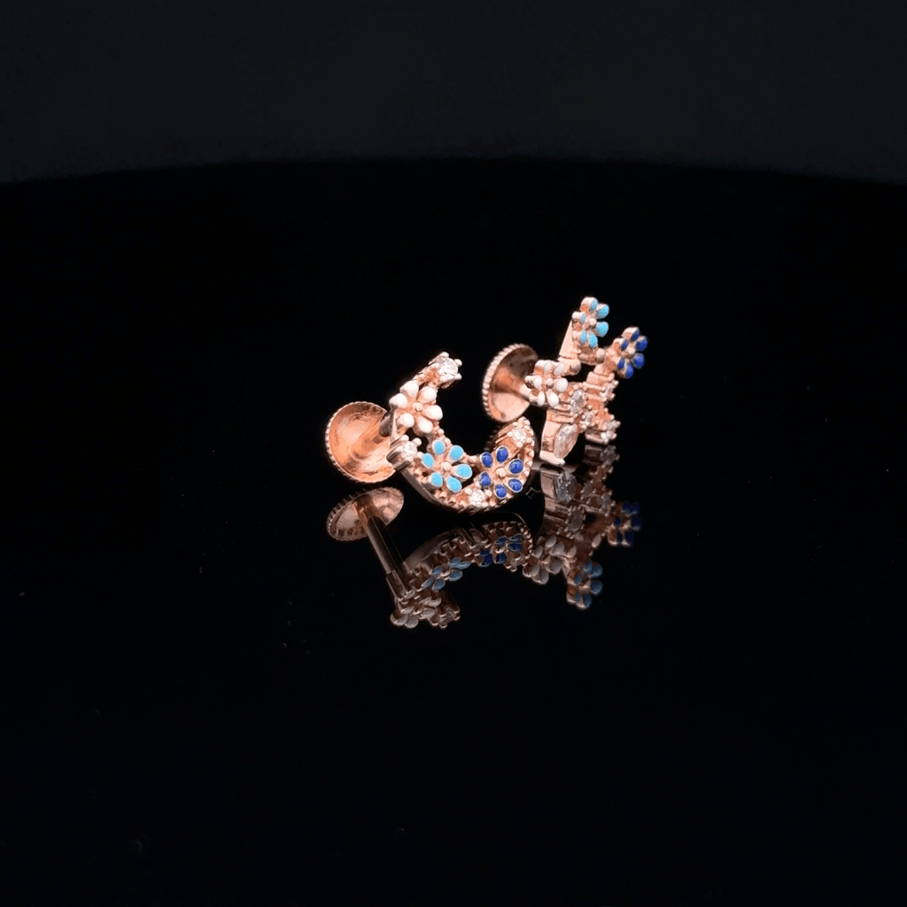 Rose gold star & moon earrings