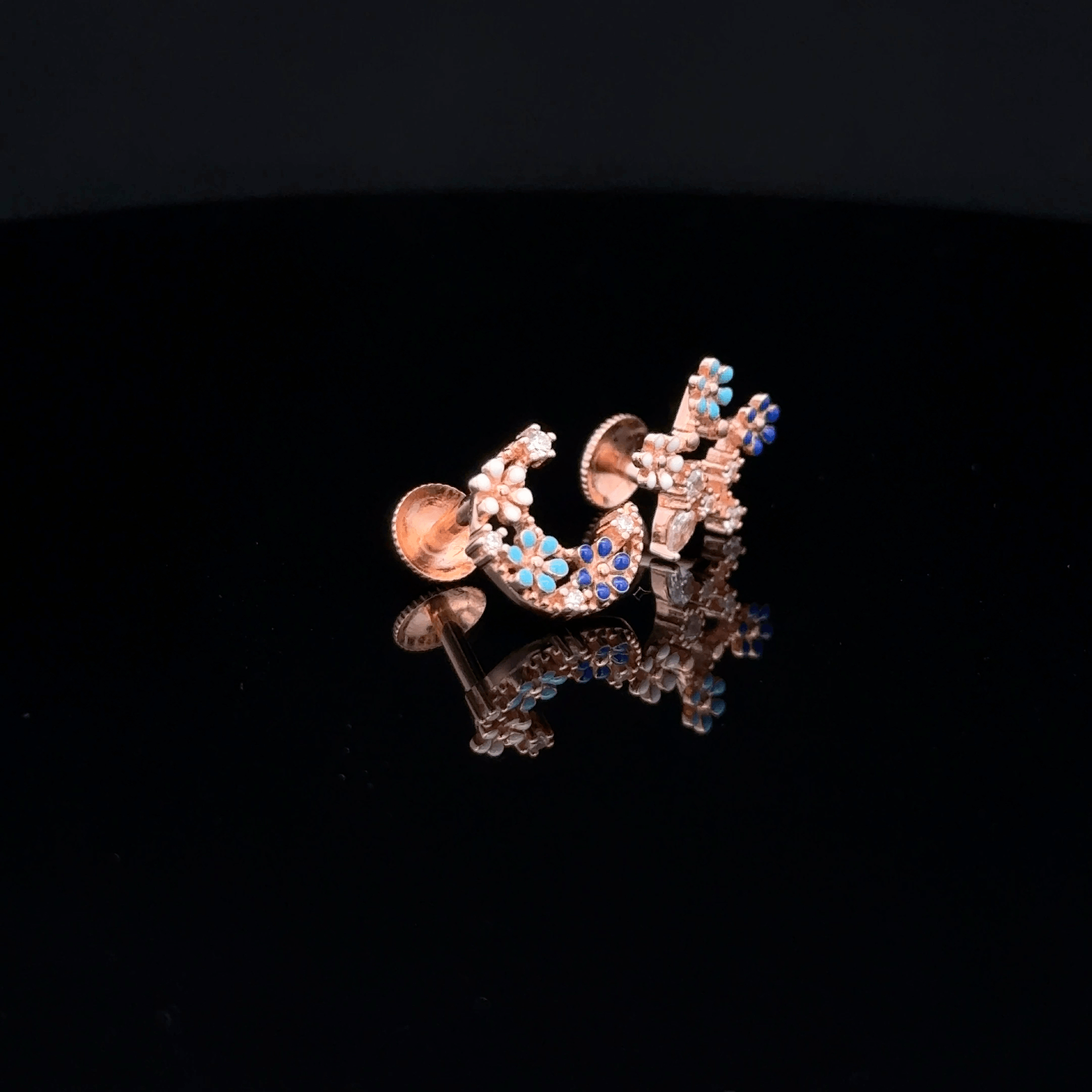 Rose gold star & moon earrings