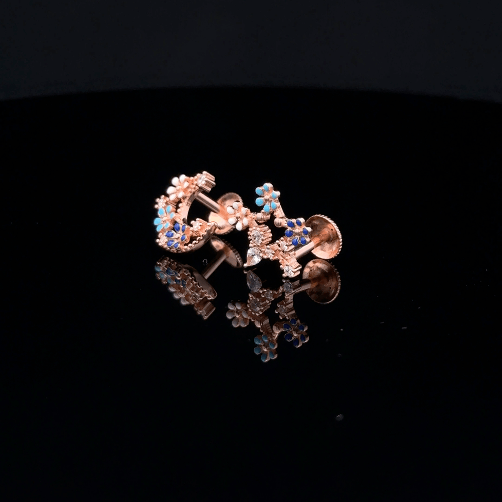 Rose gold star & moon earrings