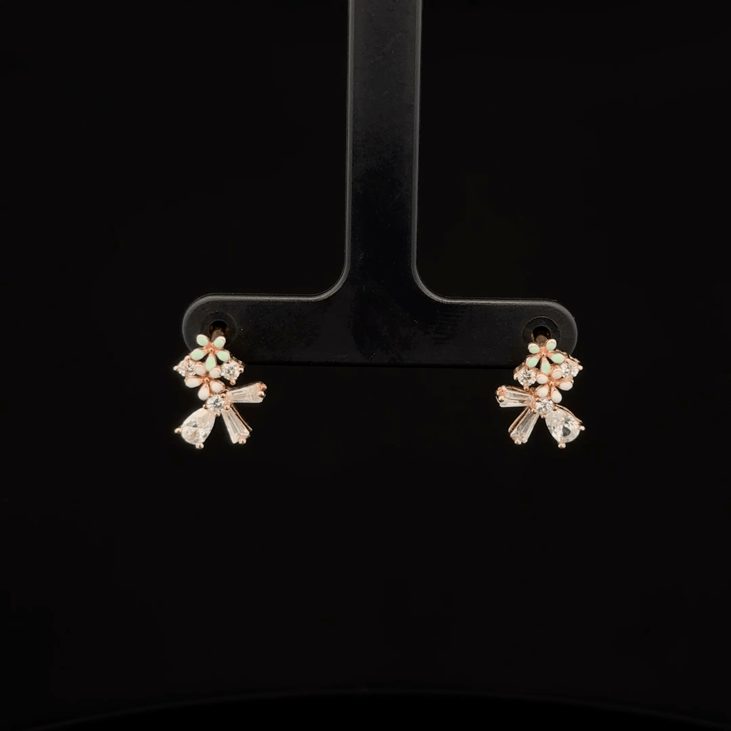 Rose Gold Enamel Flower Cluster earrings