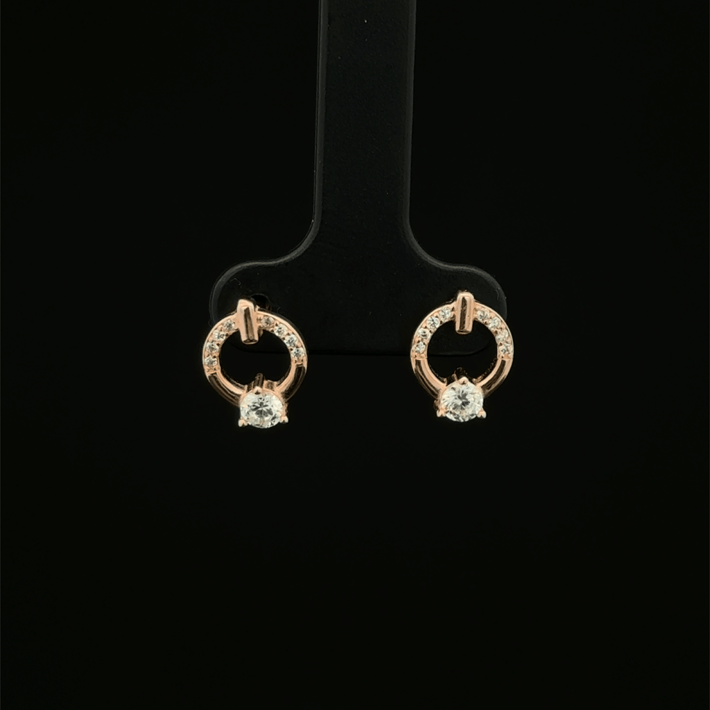 Rose Gold Circle Solitaire Earrings