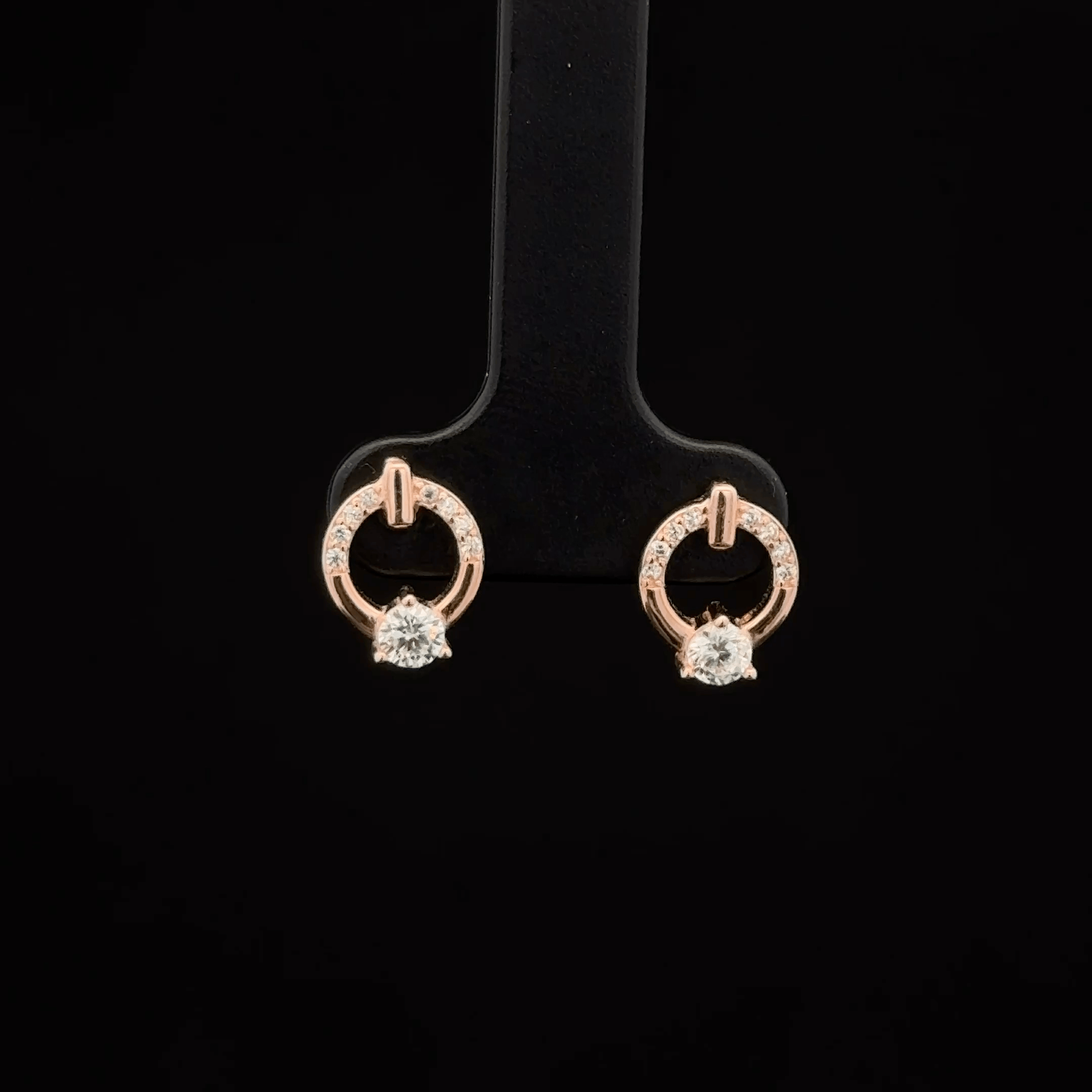 Rose Gold Circle Solitaire Earrings