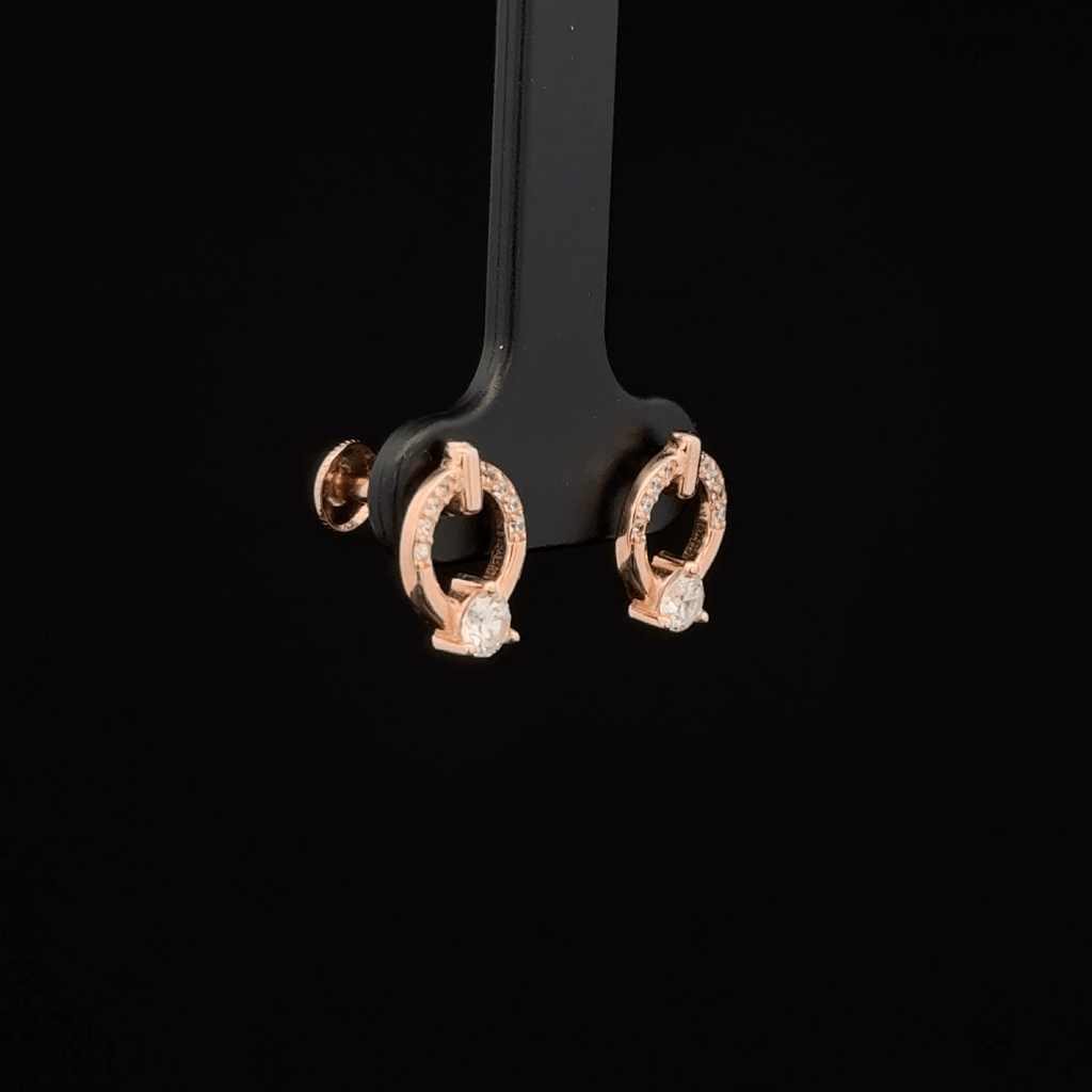 Rose Gold Circle Solitaire Earrings