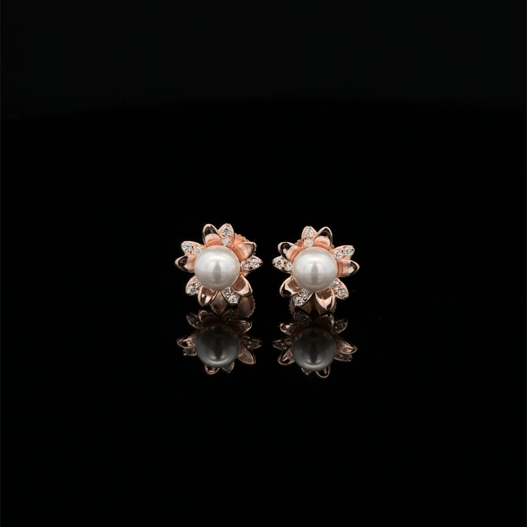 Rose gold Pearl Flower Earrings