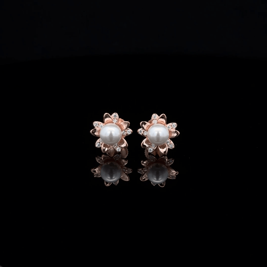 Rose gold Pearl Flower Earrings