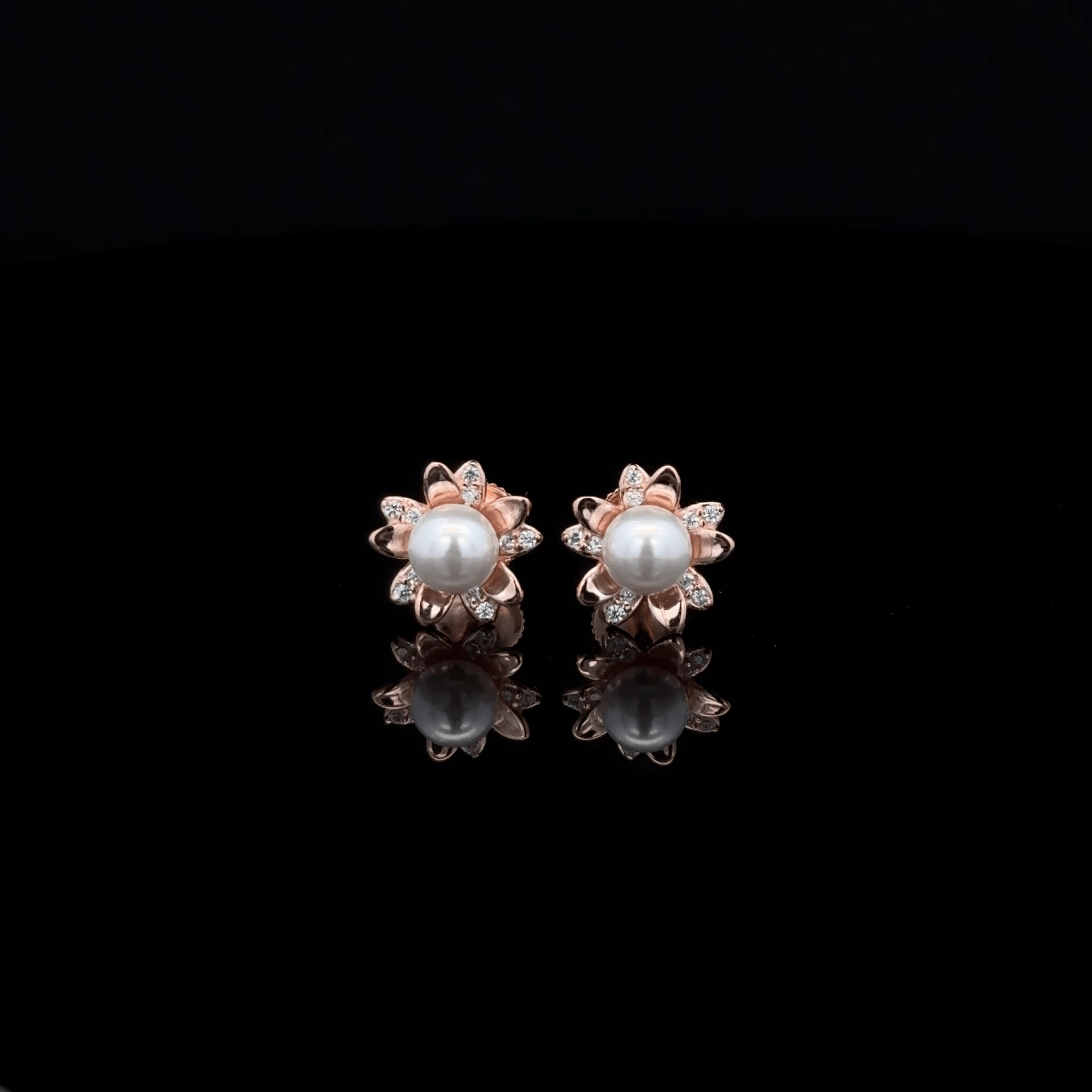 Rose gold Pearl Flower Earrings