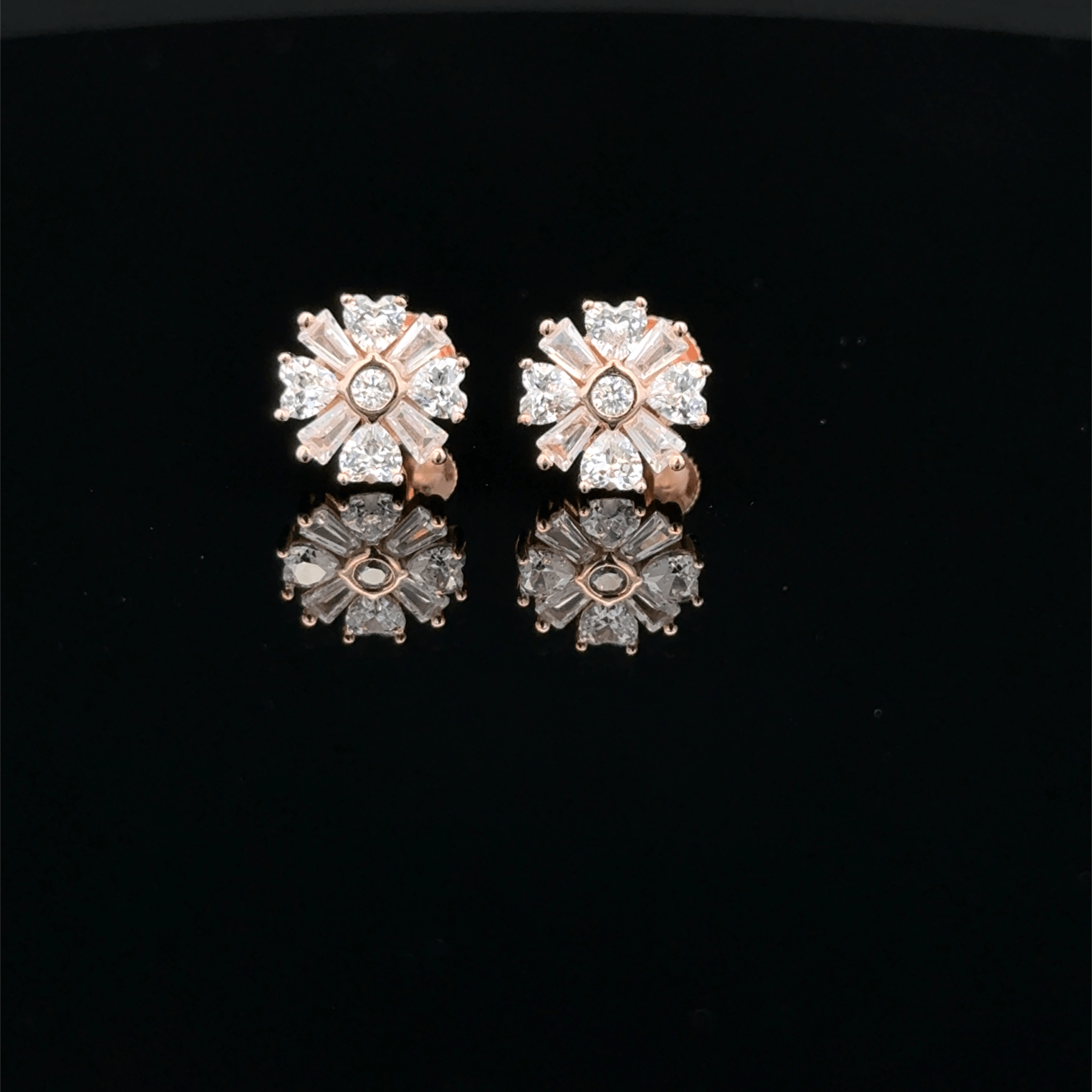 Rose gold flower earrings