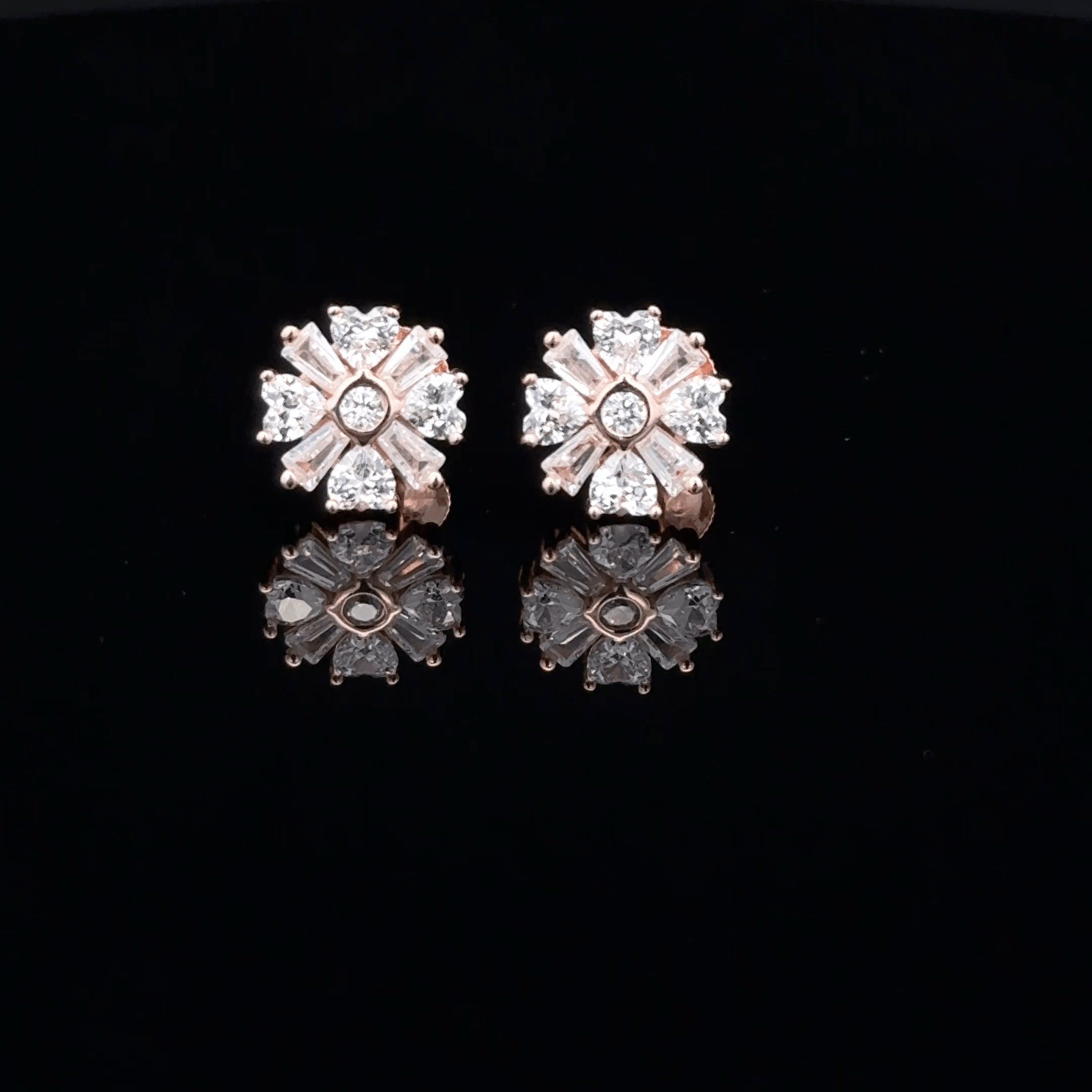 Rose gold flower earrings