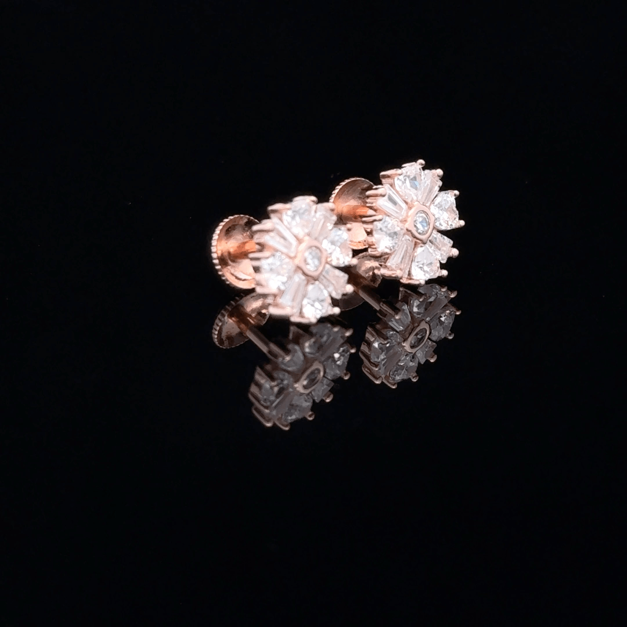 Rose gold flower earrings