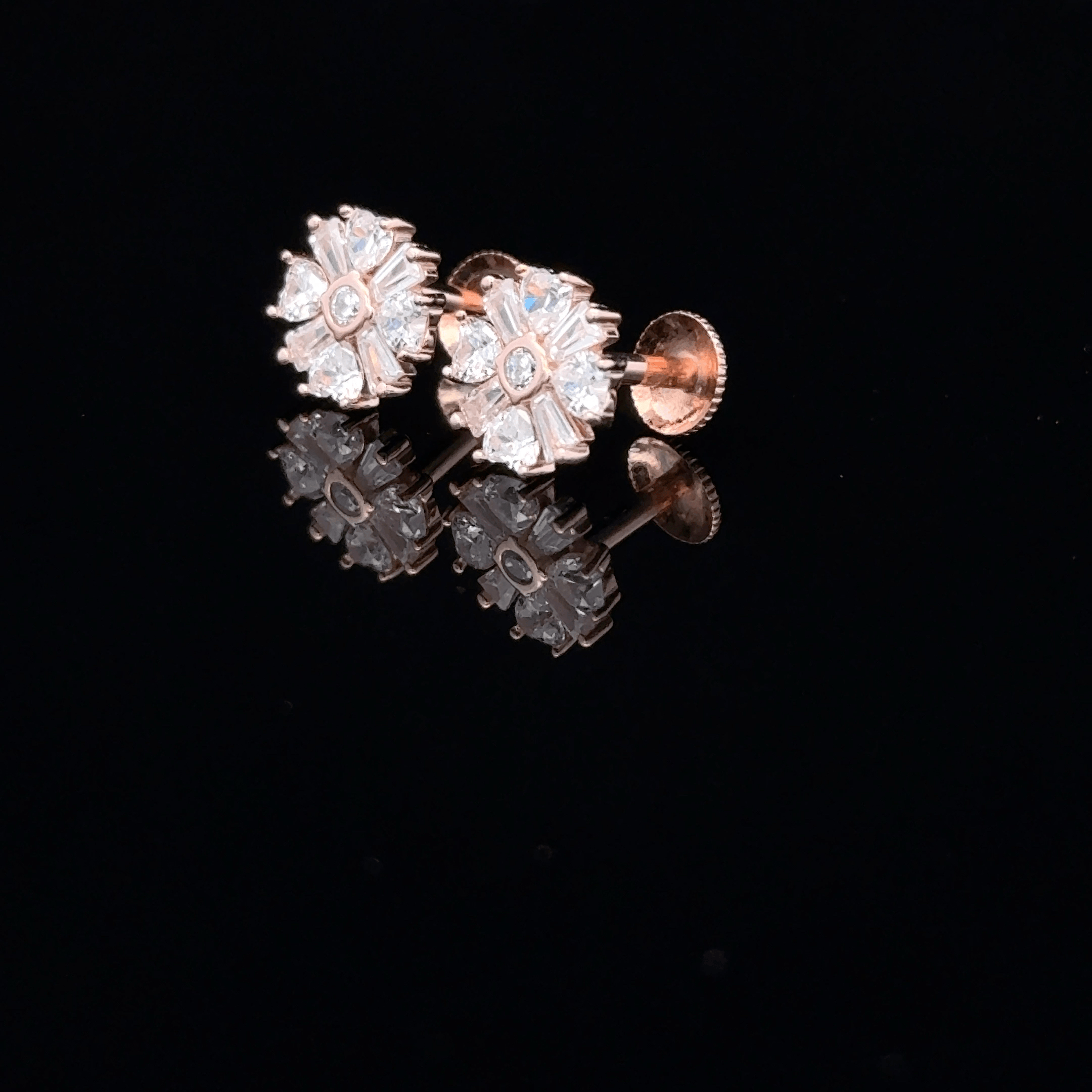 Rose gold flower earrings