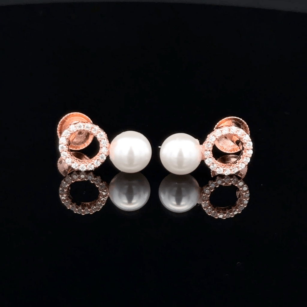 Rose Gold Pearl Halo earrings