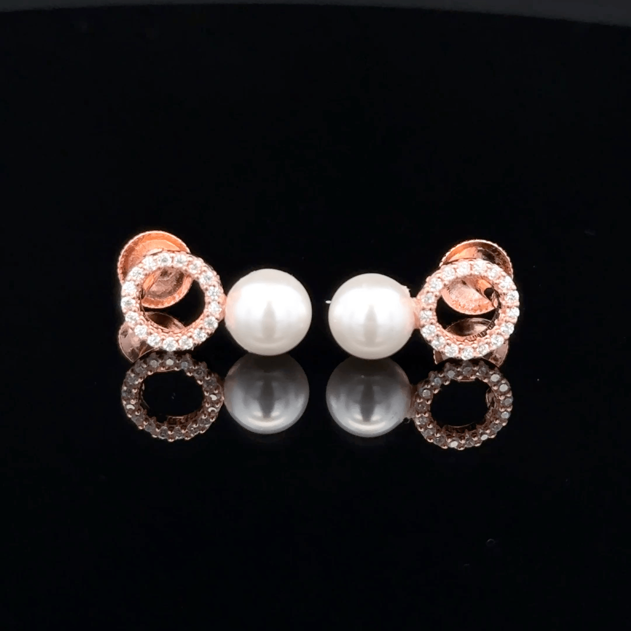 Rose Gold Pearl Halo earrings