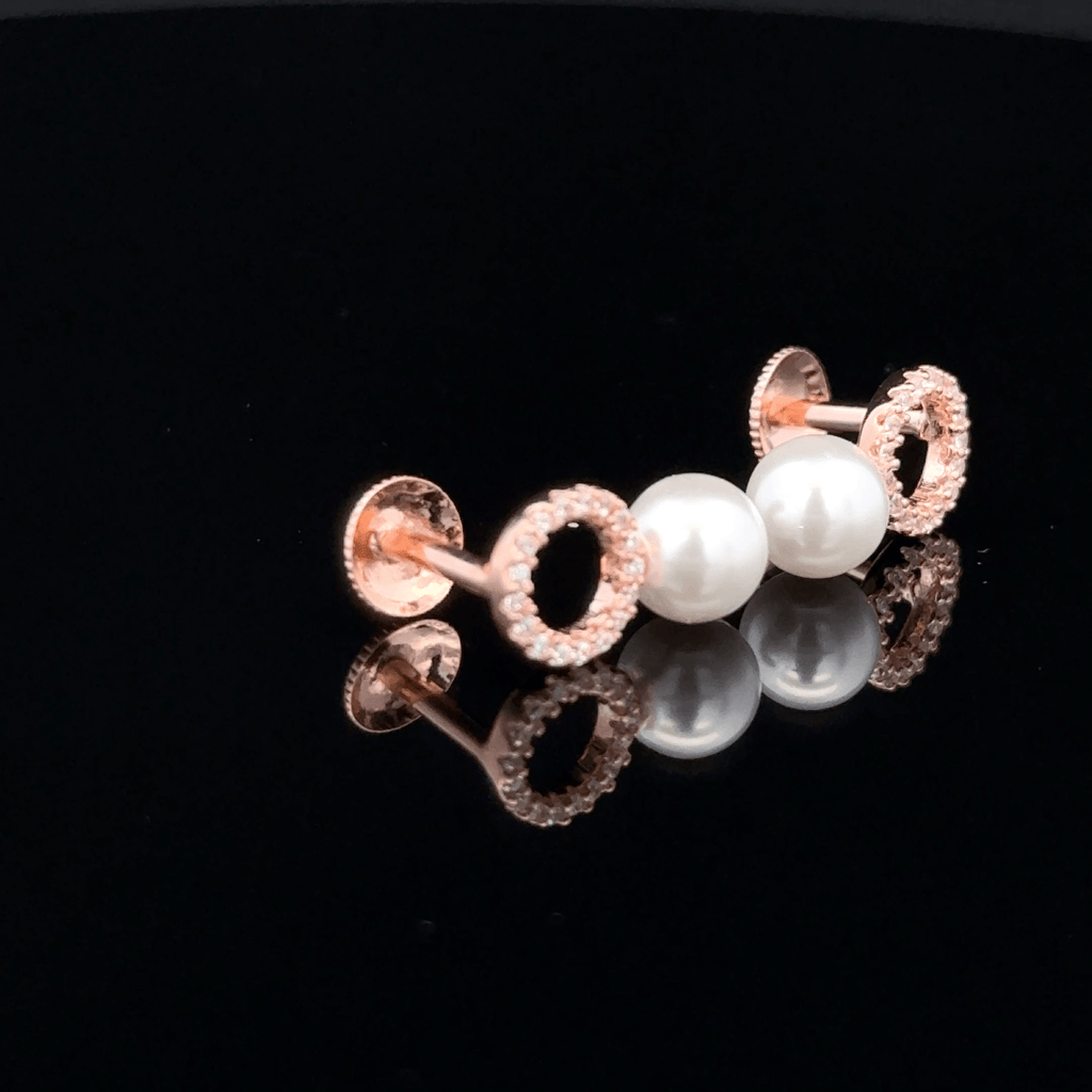 Rose Gold Pearl Halo earrings