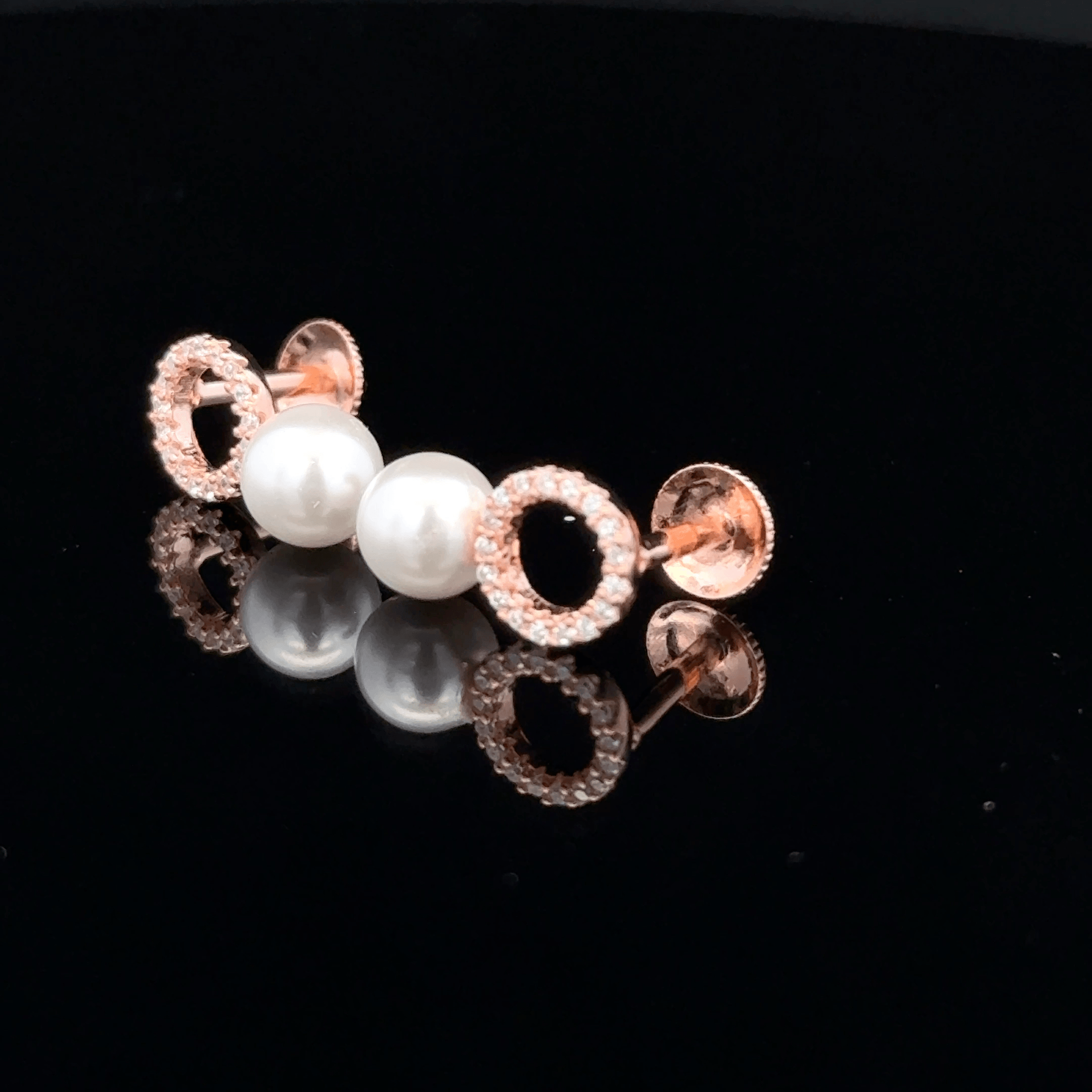 Rose Gold Pearl Halo earrings