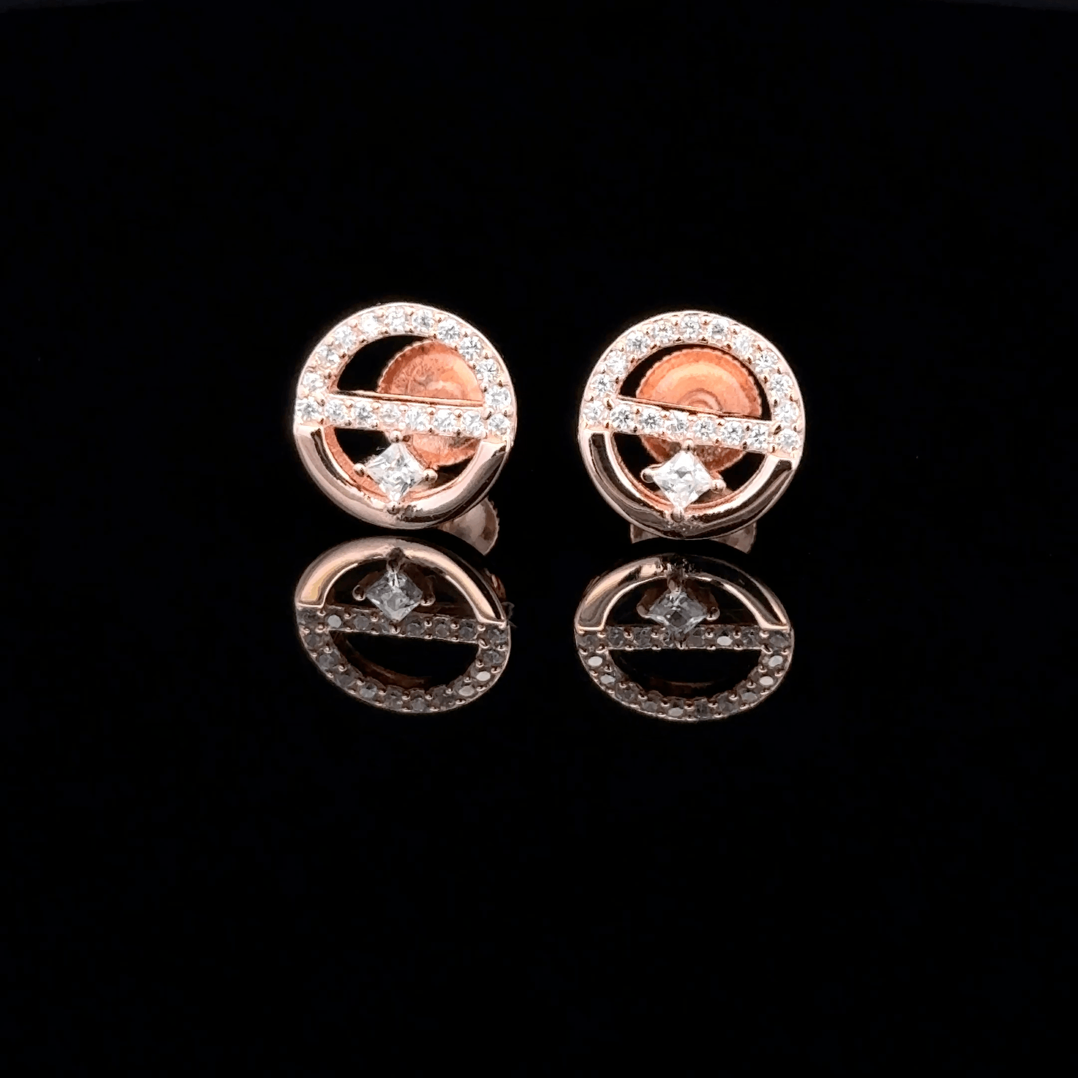 Rose Gold Geometric Open-Circle earrings