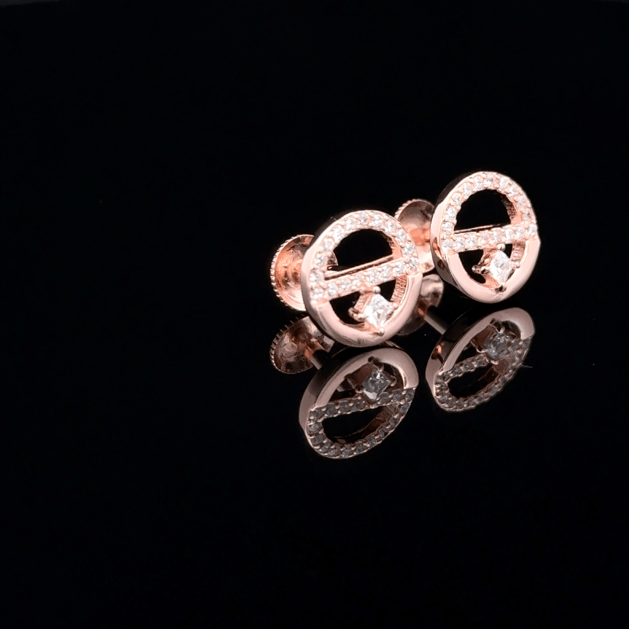 Rose Gold Geometric Open-Circle earrings