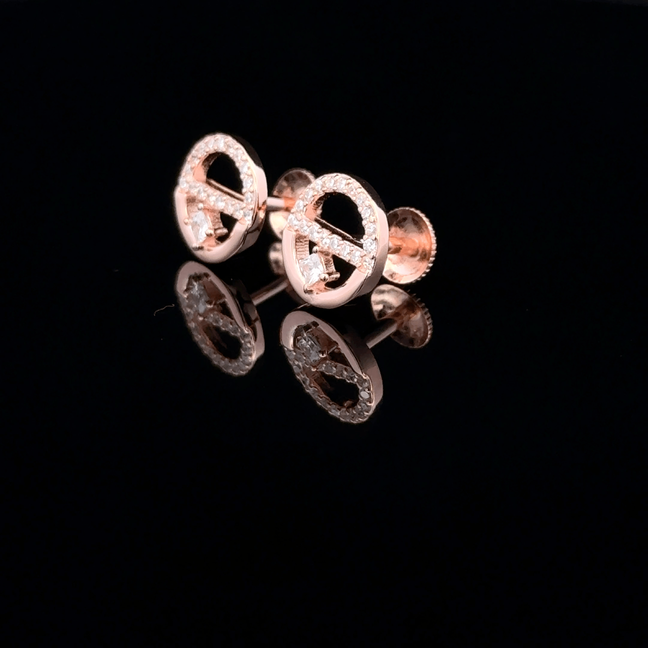 Rose Gold Geometric Open-Circle earrings