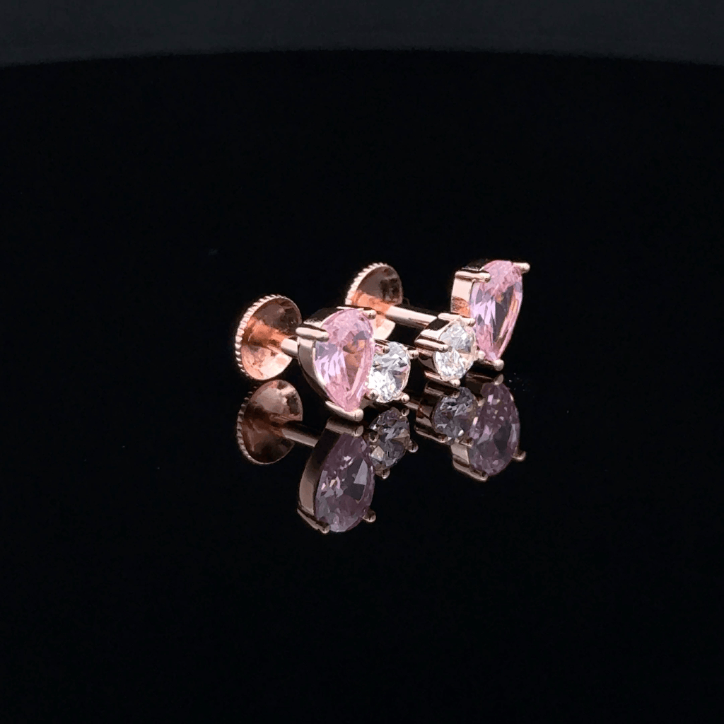 Rose Gold Pink Pear earrings
