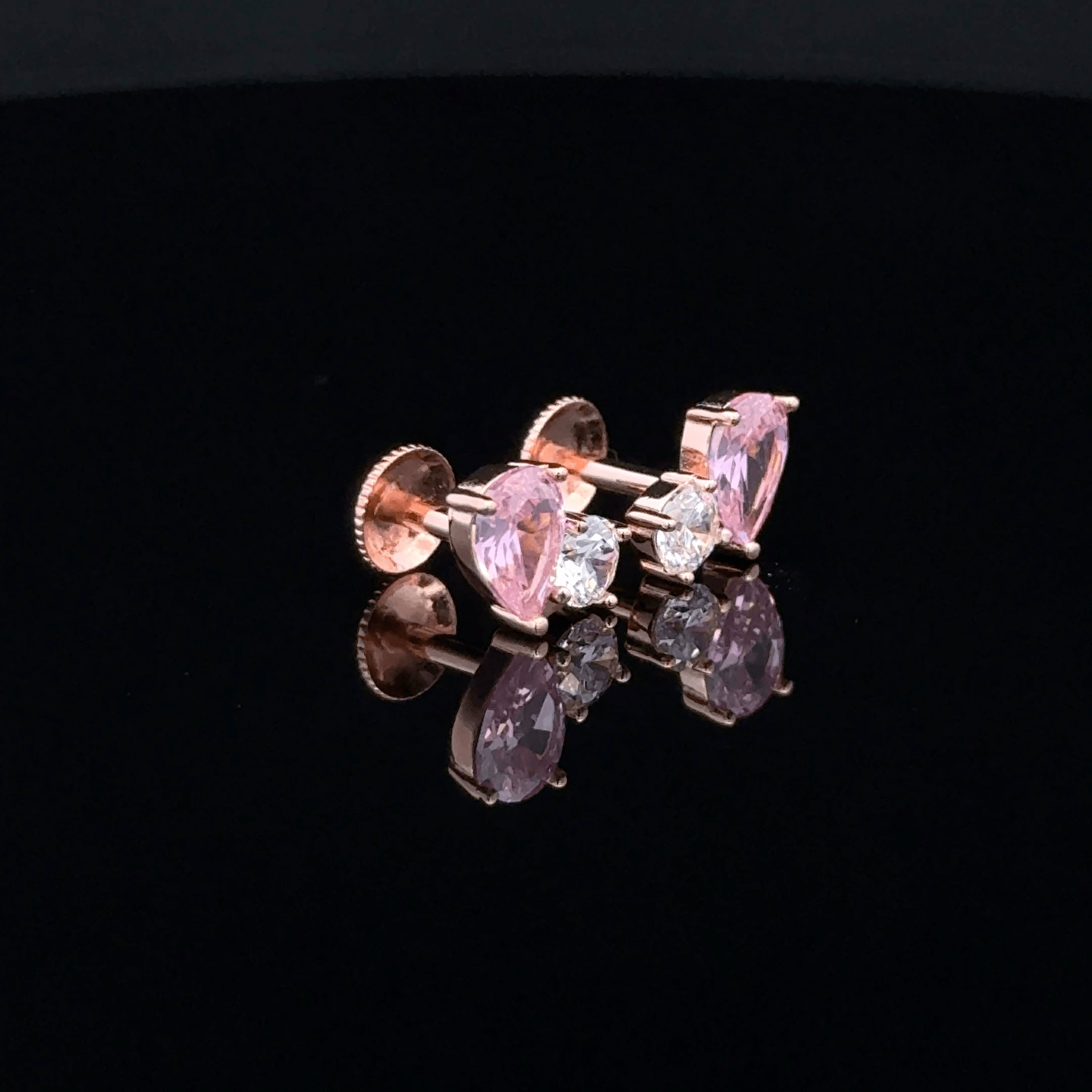 Rose Gold Pink Pear earrings