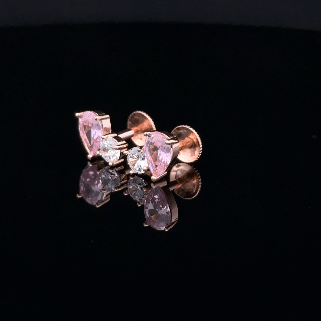 Rose Gold Pink Pear earrings