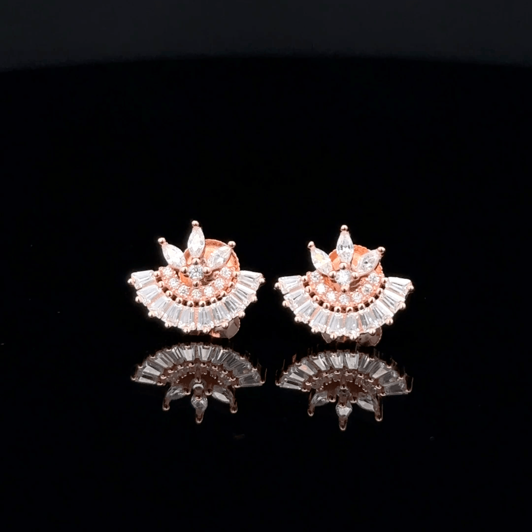 Rose gold Radiant Deco Arc Earrings