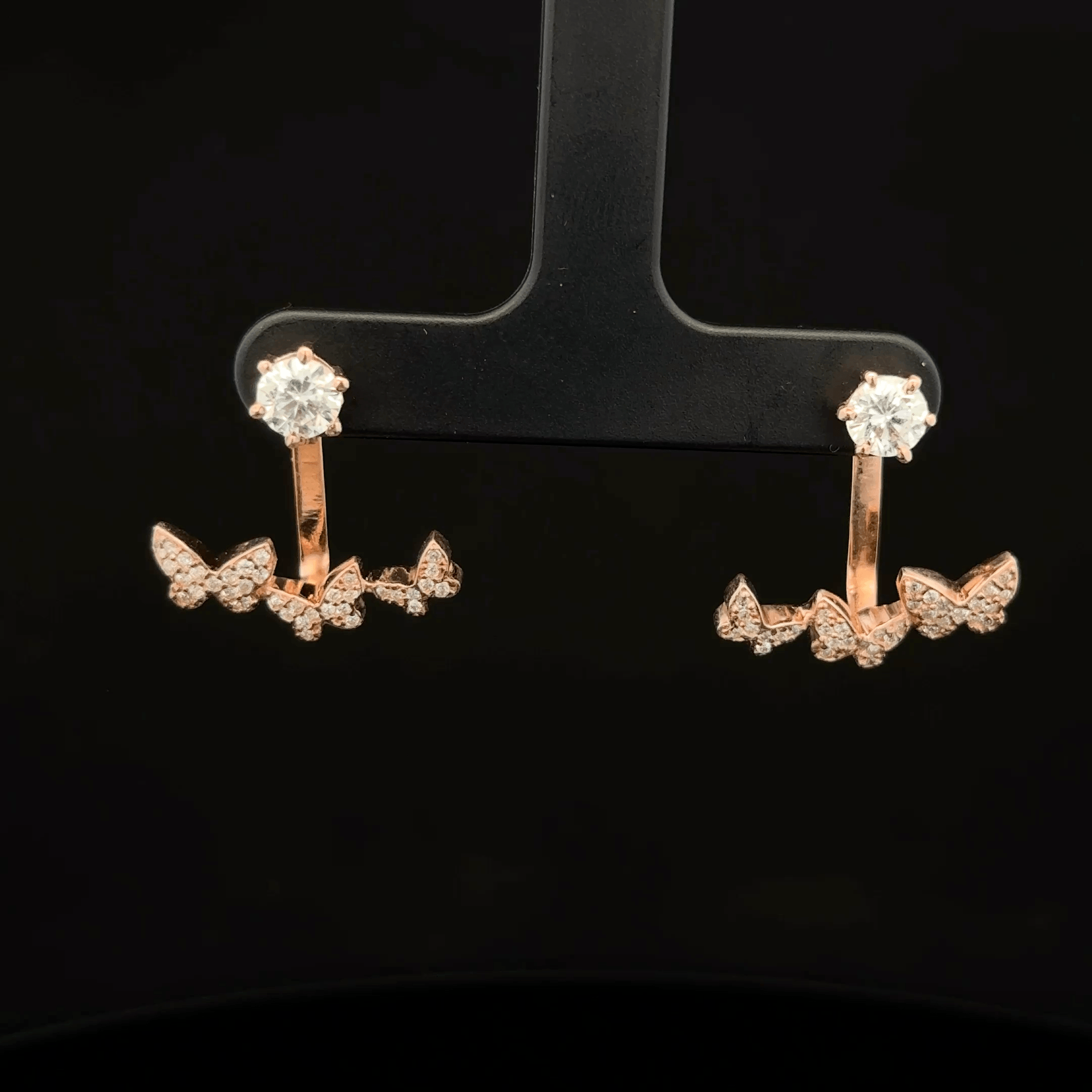 Rose gold Butterfly hanging earrings