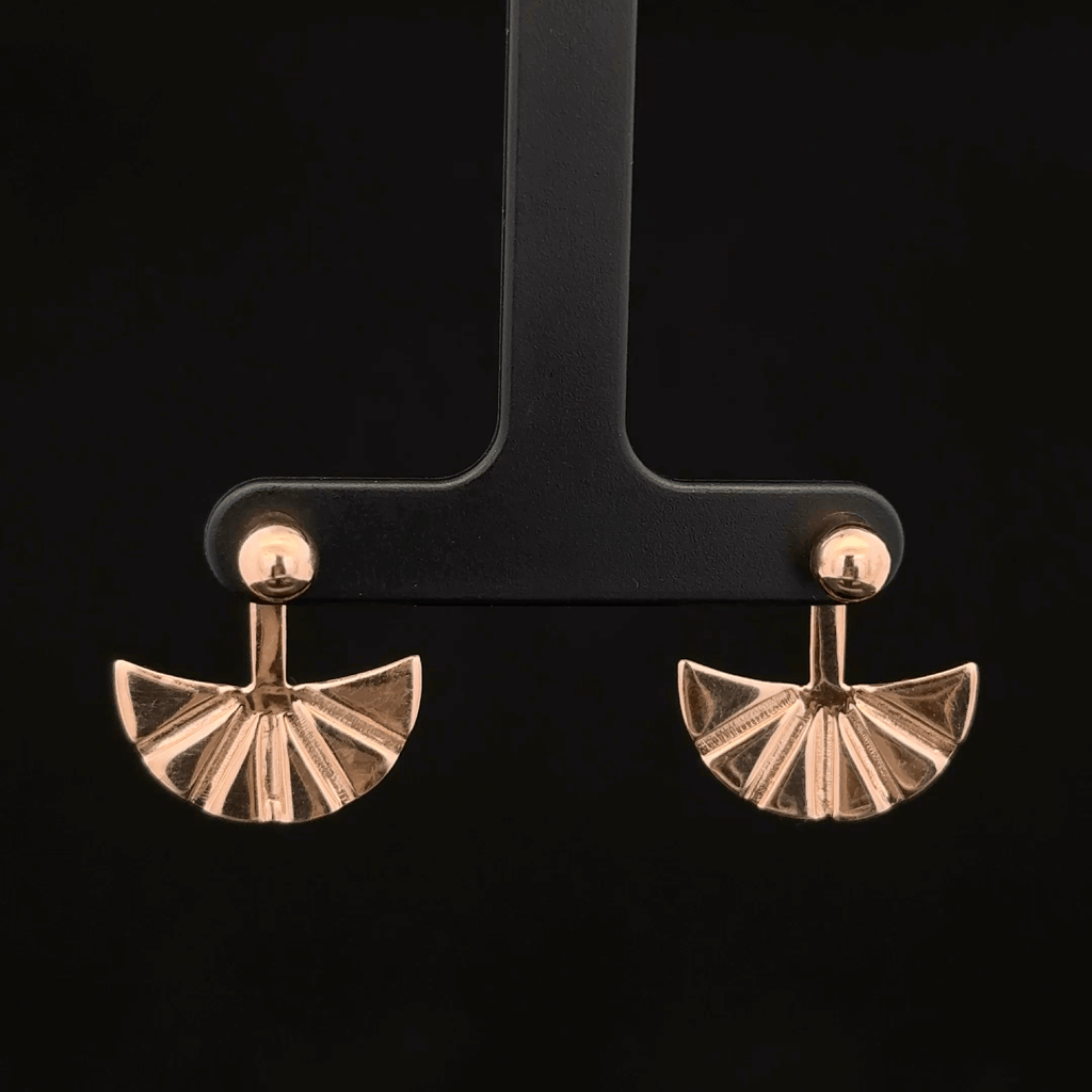 Rose Gold Fluted Fan Jackets earrings