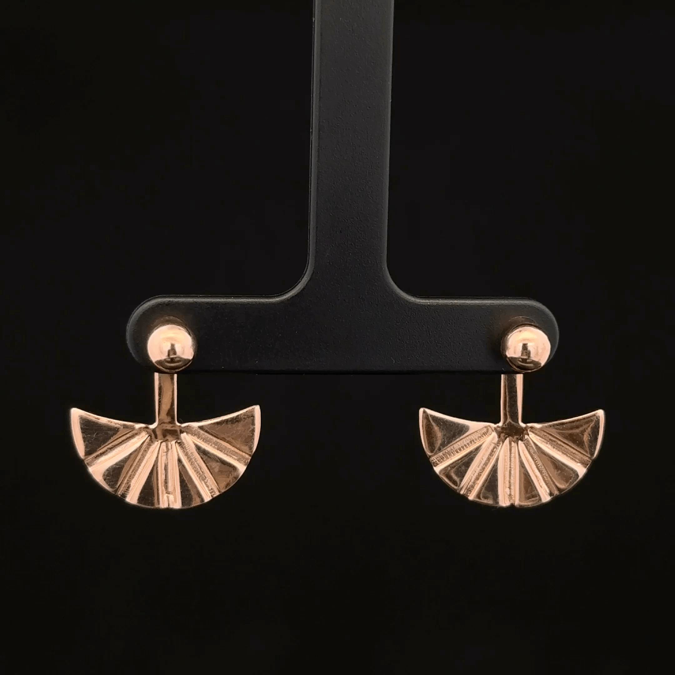 Rose Gold Fluted Fan Jackets earrings