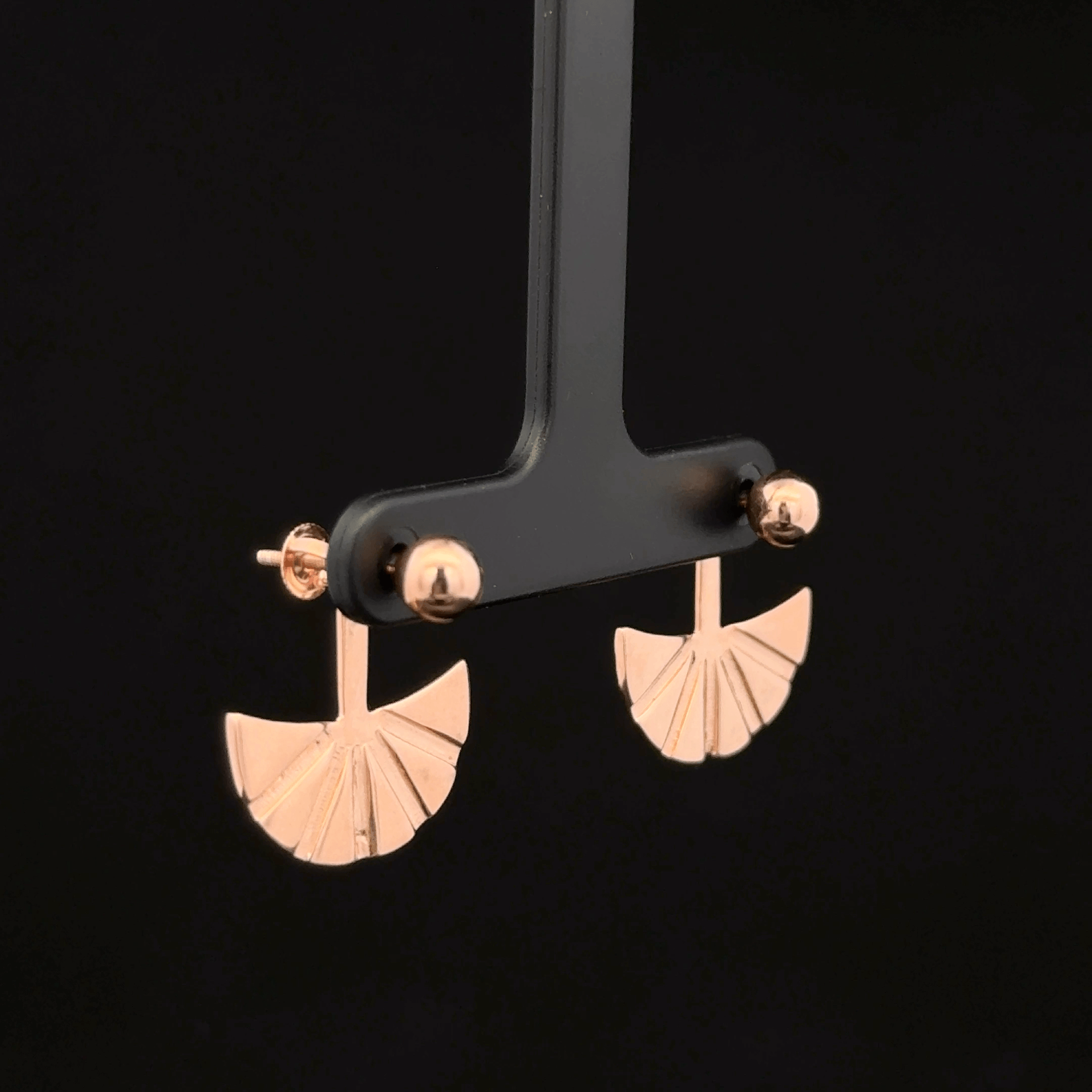 Rose Gold Fluted Fan Jackets earrings
