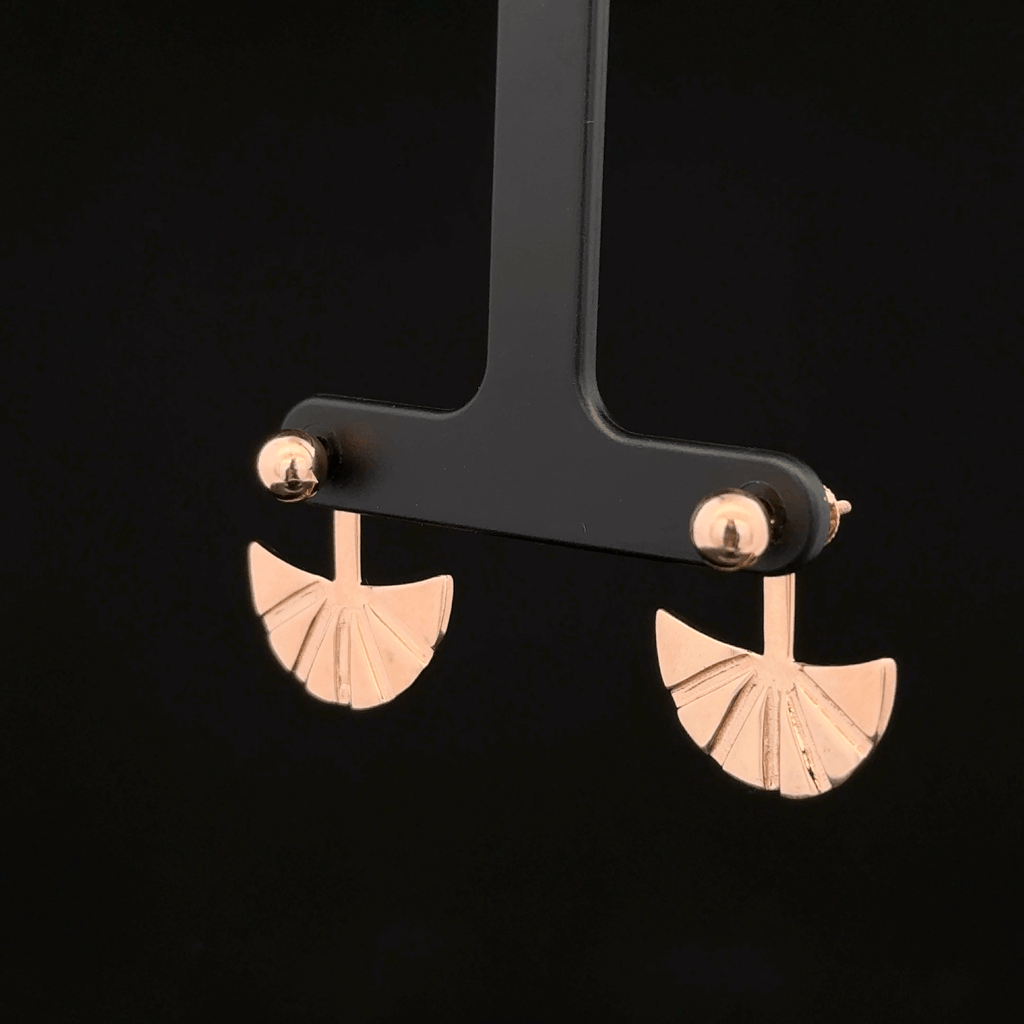 Rose Gold Fluted Fan Jackets earrings