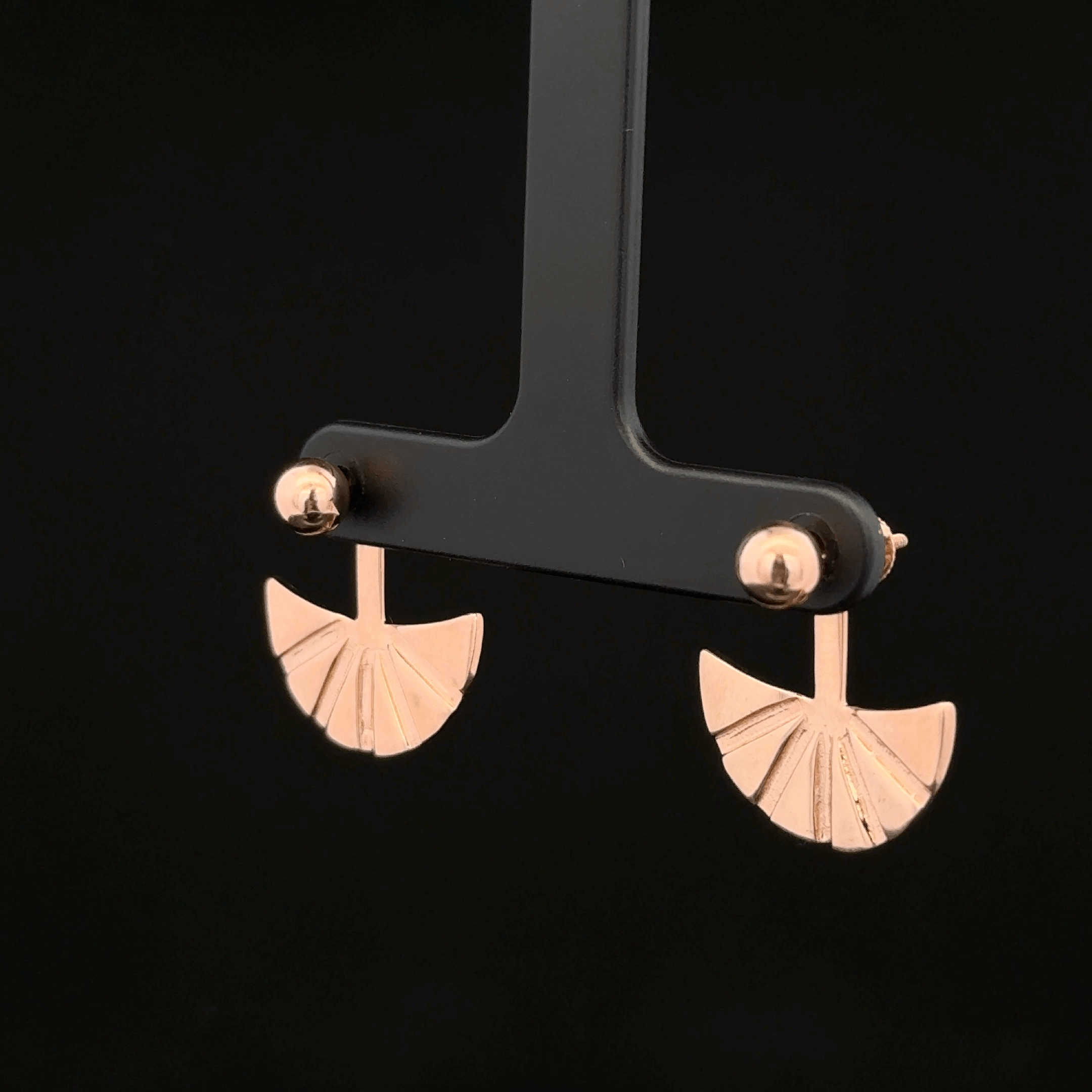 Rose Gold Fluted Fan Jackets earrings