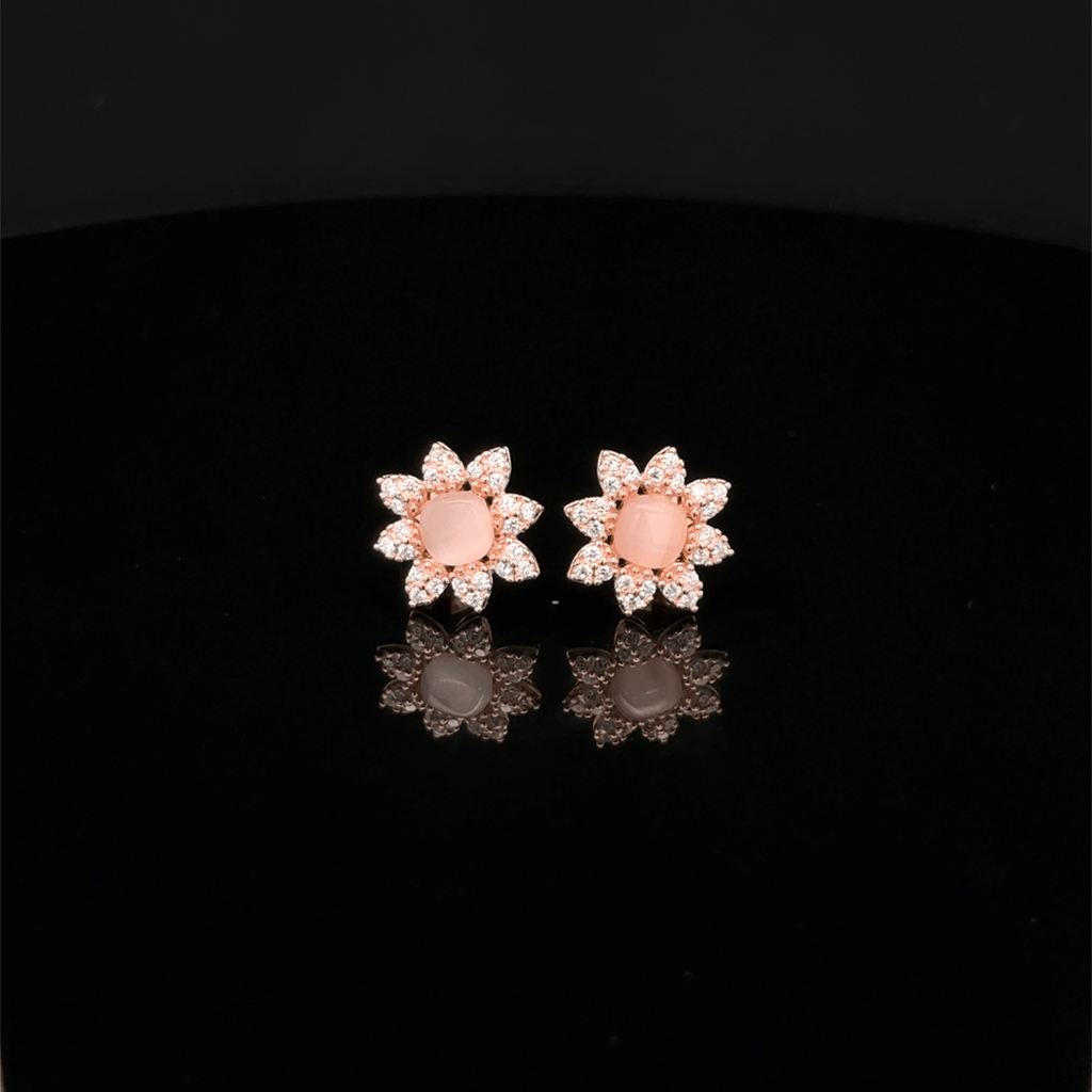 Rose Gold Flower Stud Earrings