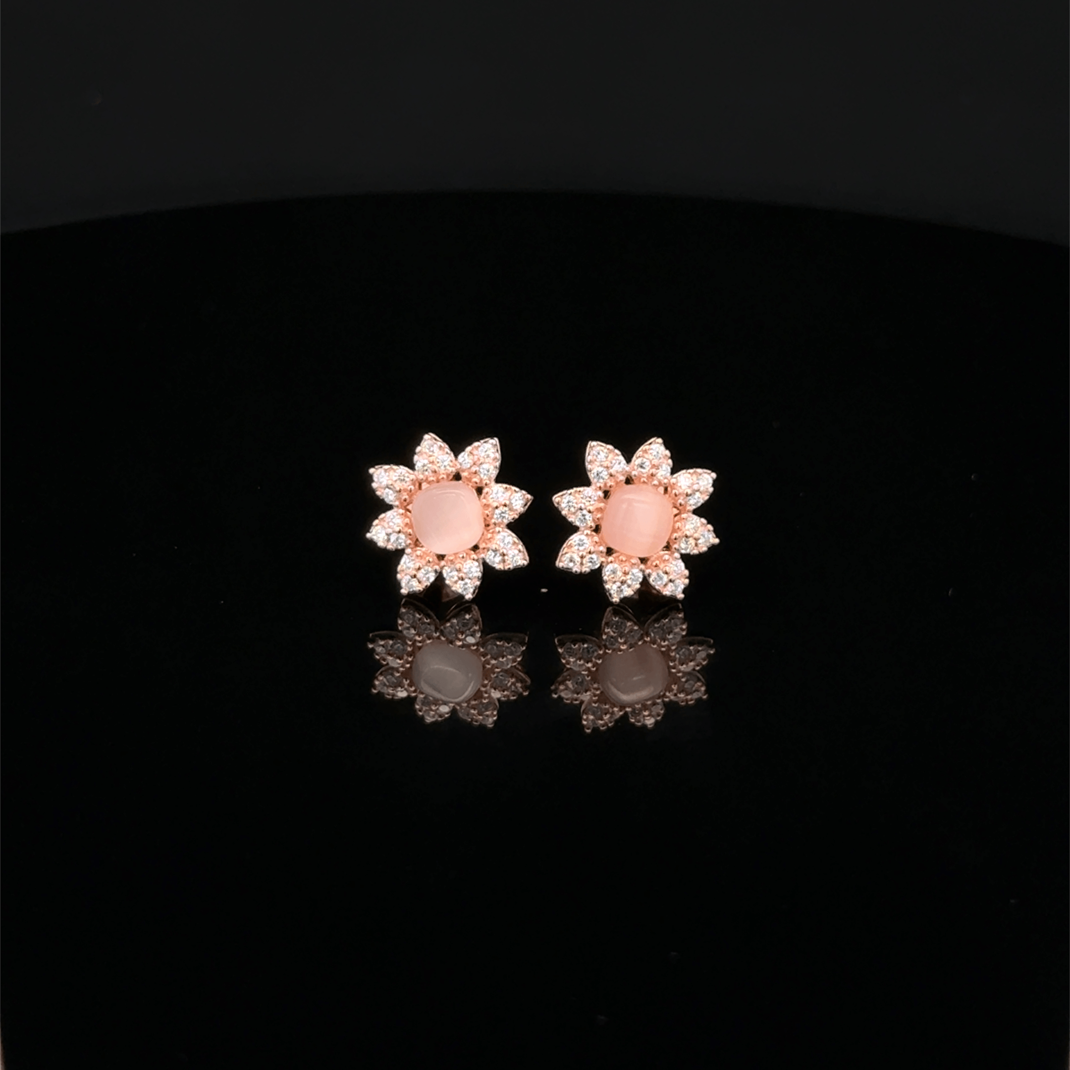 Rose Gold Flower Stud Earrings
