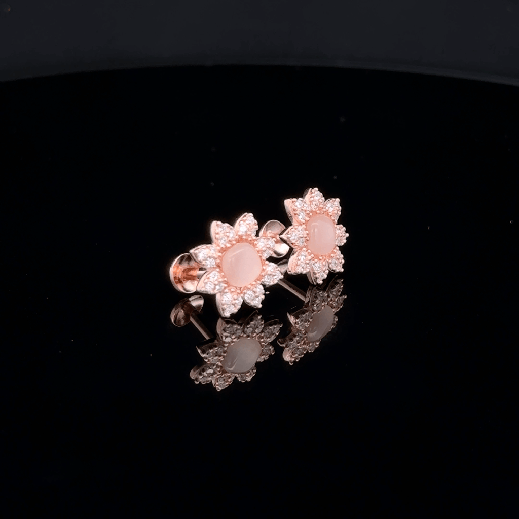 Rose Gold Flower Stud Earrings