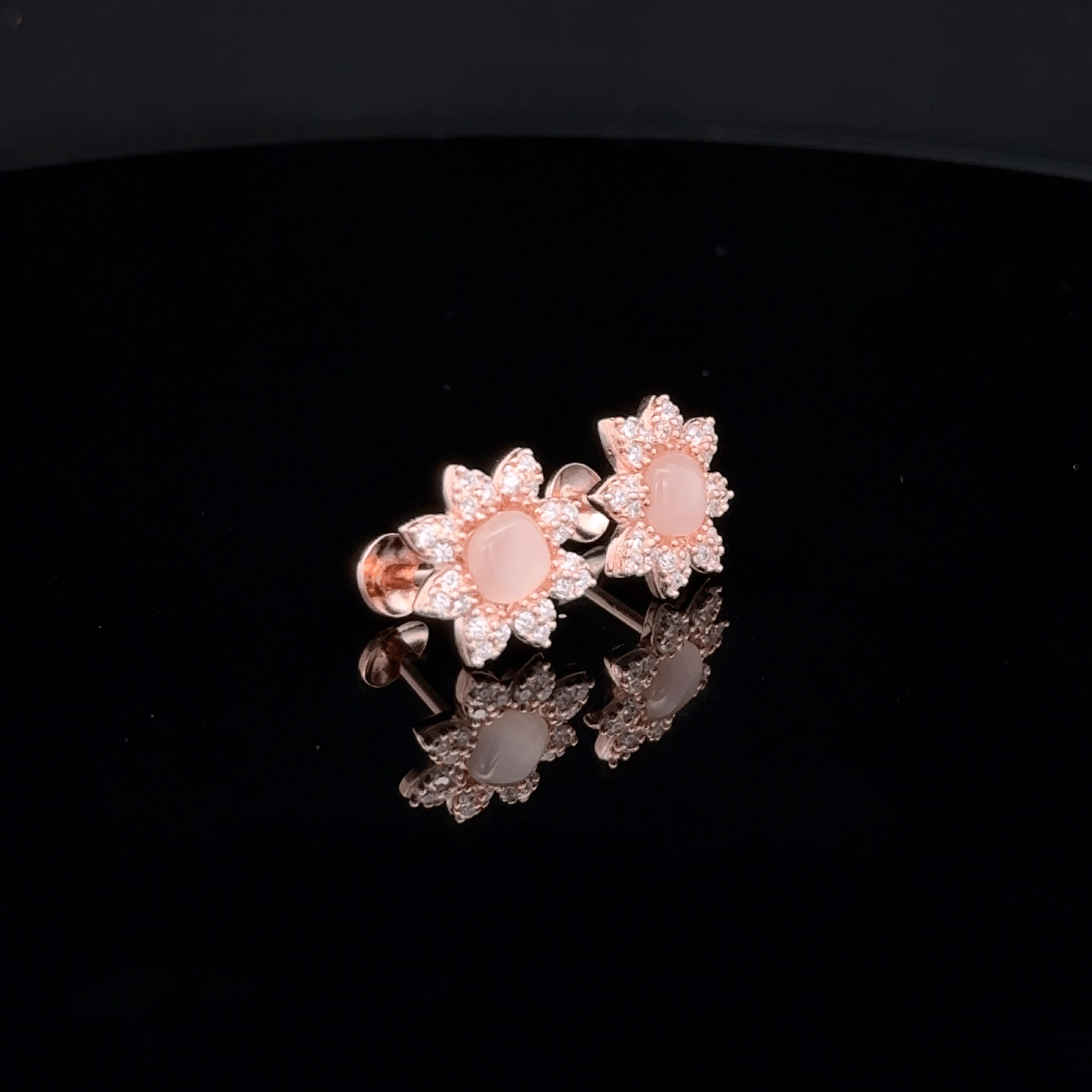 Rose Gold Flower Stud Earrings