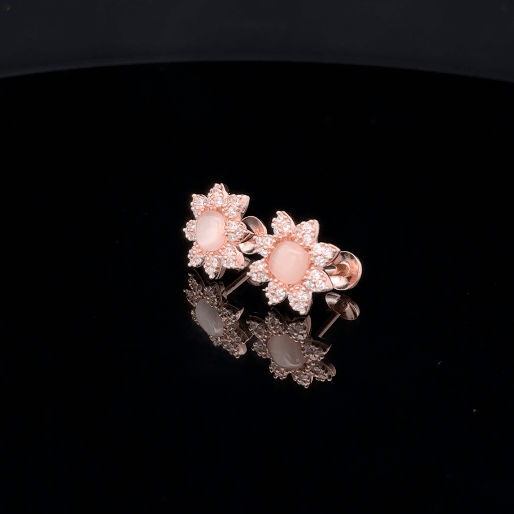 Rose Gold Flower Stud Earrings