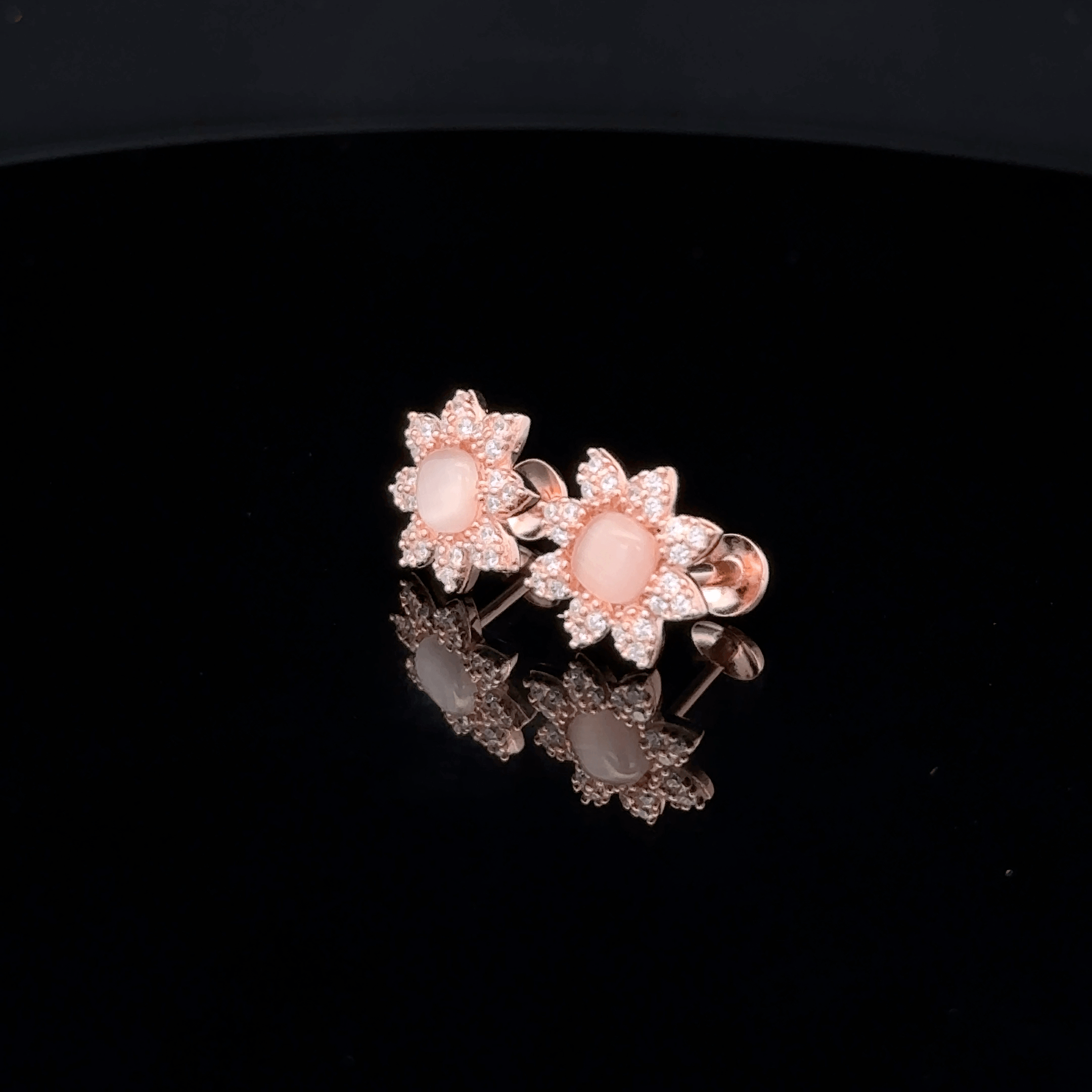 Rose Gold Flower Stud Earrings