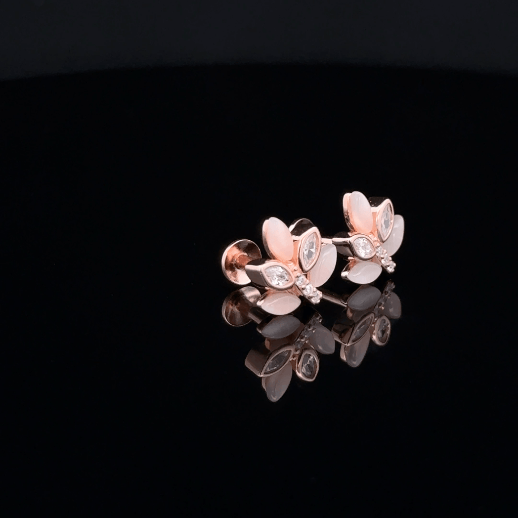 Rose gold leaf shape earrings