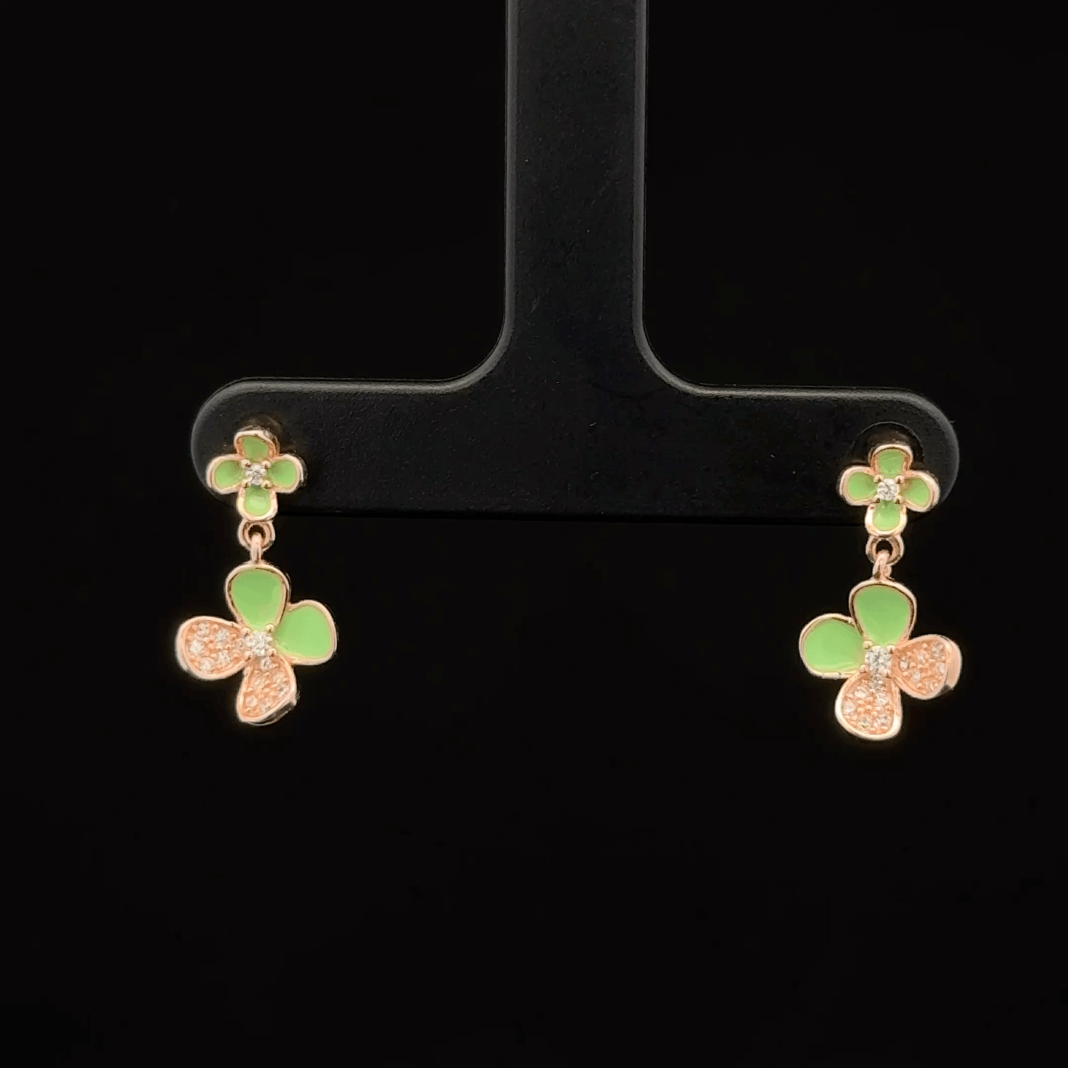 Rose gold hanging flower earrings