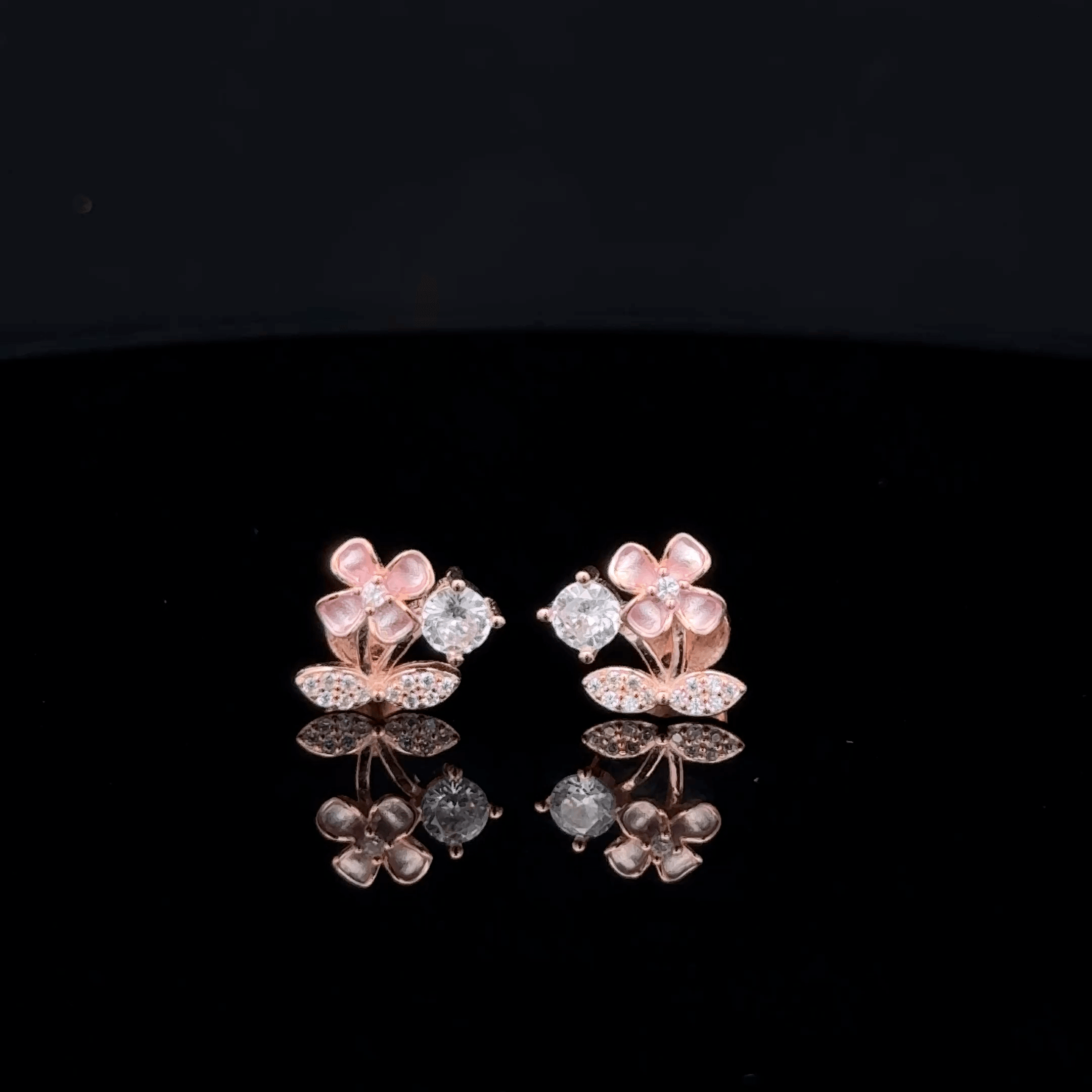 Rose gold leaf & flower earrings