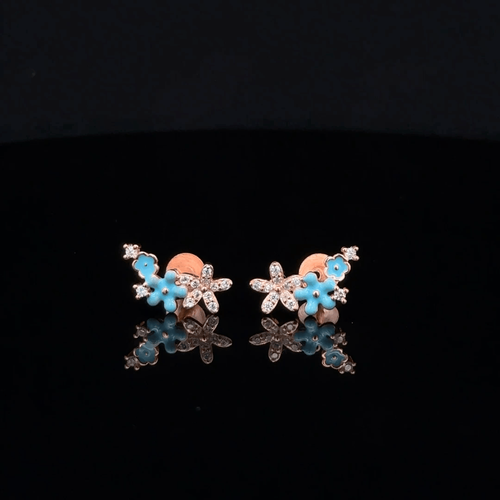 Rose gold flower earrings