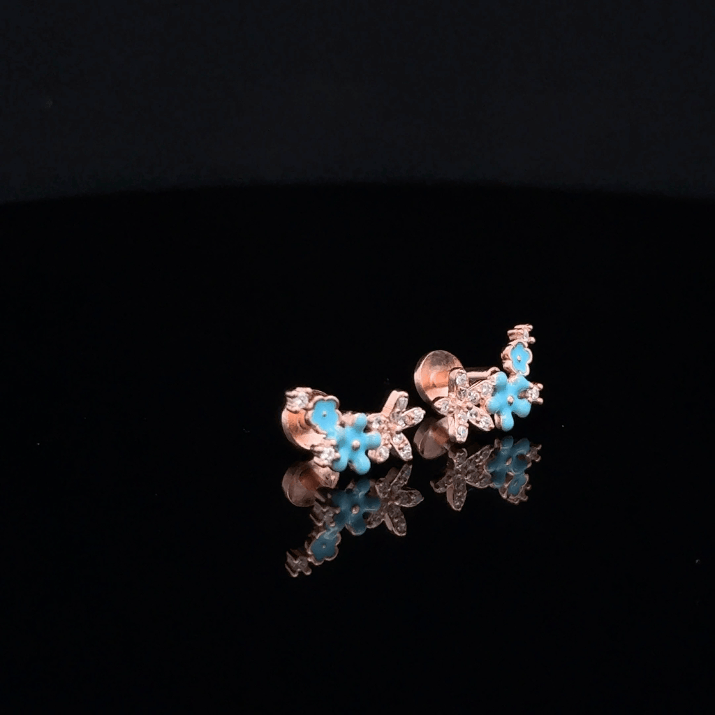 Rose gold flower earrings