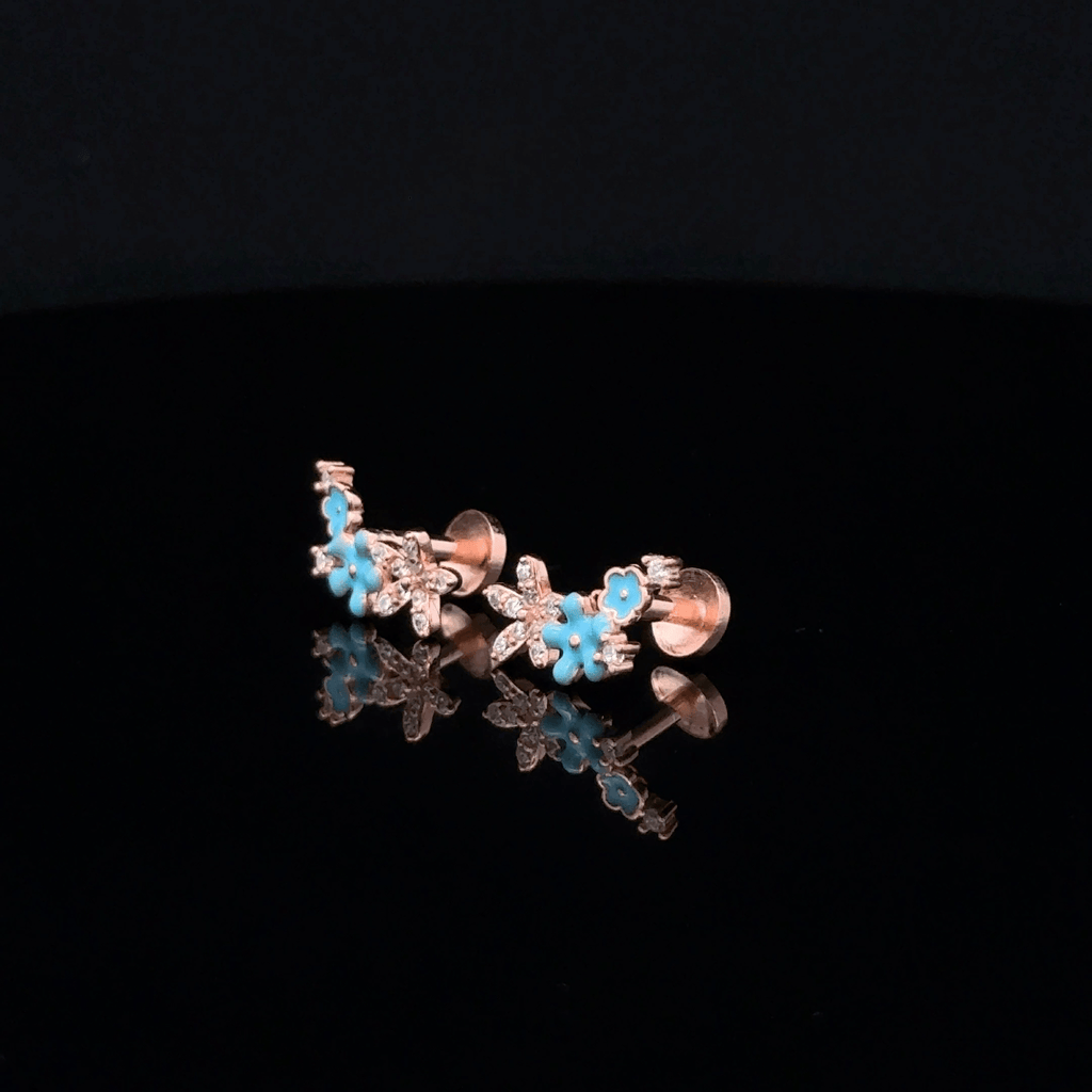 Rose gold flower earrings