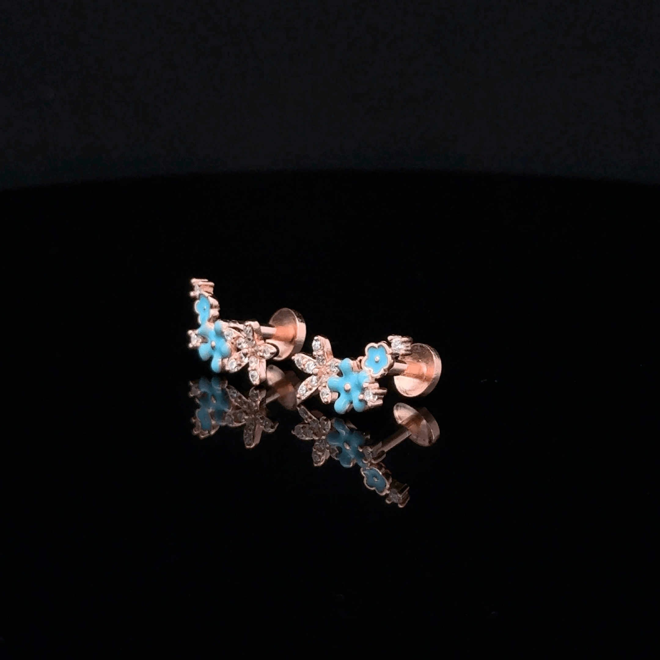 Rose gold flower earrings