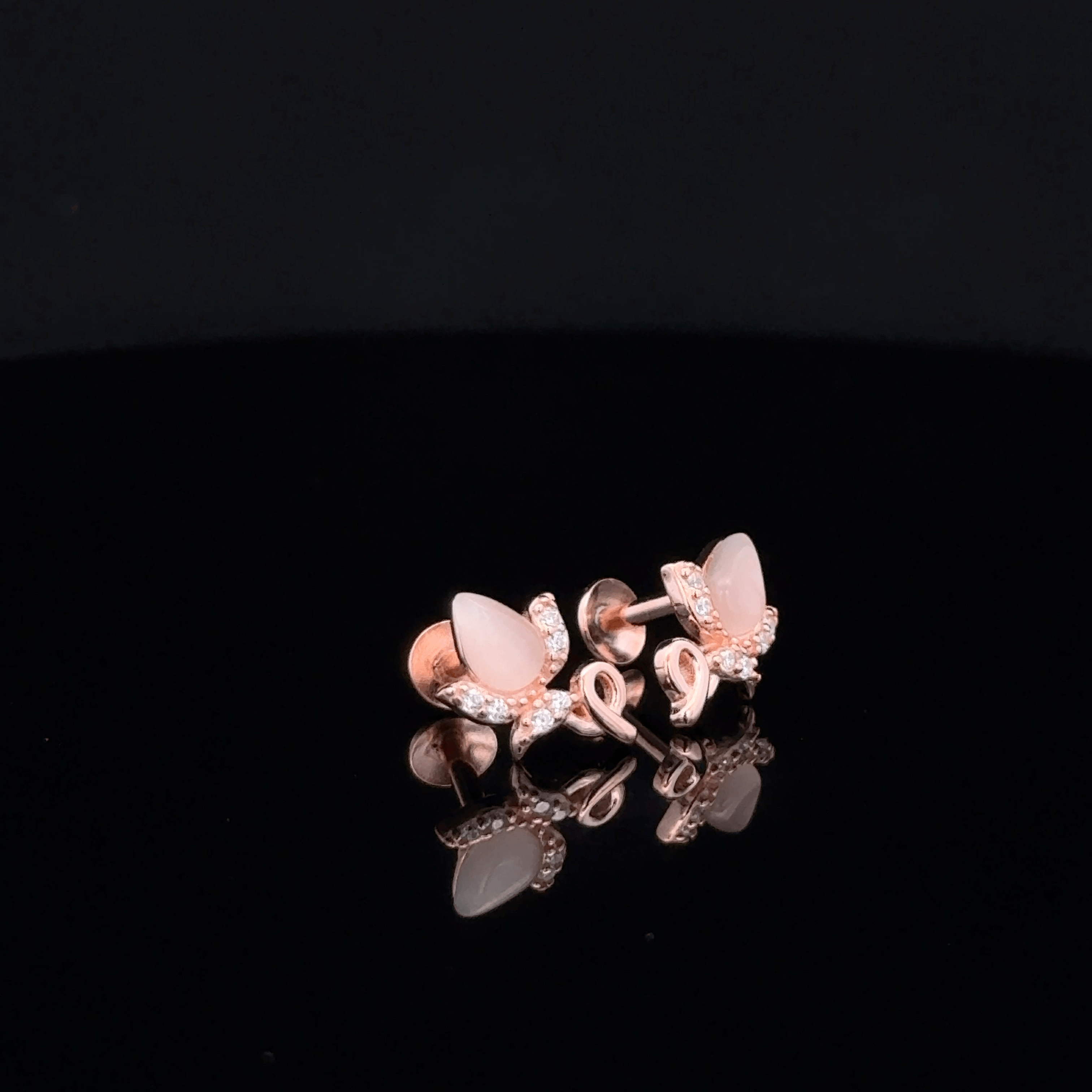 Rose Gold Pink Bud Earrings